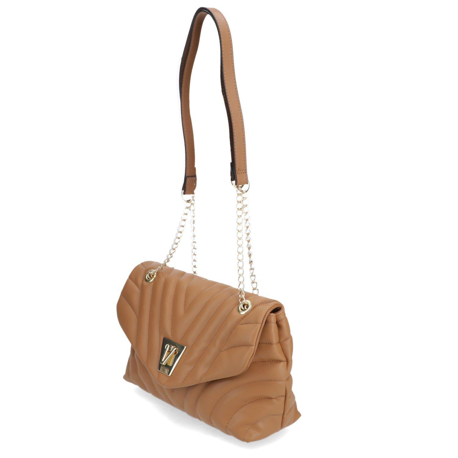 Cartera Bandolera Mujer Vizzano Camel Acolchada con Cadena-4