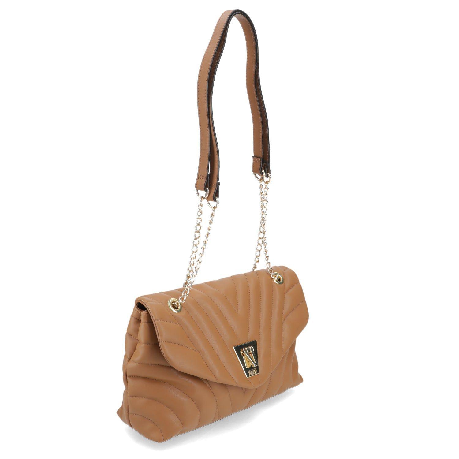 Cartera Bandolera Mujer Vizzano Camel Acolchada con Cadena-6