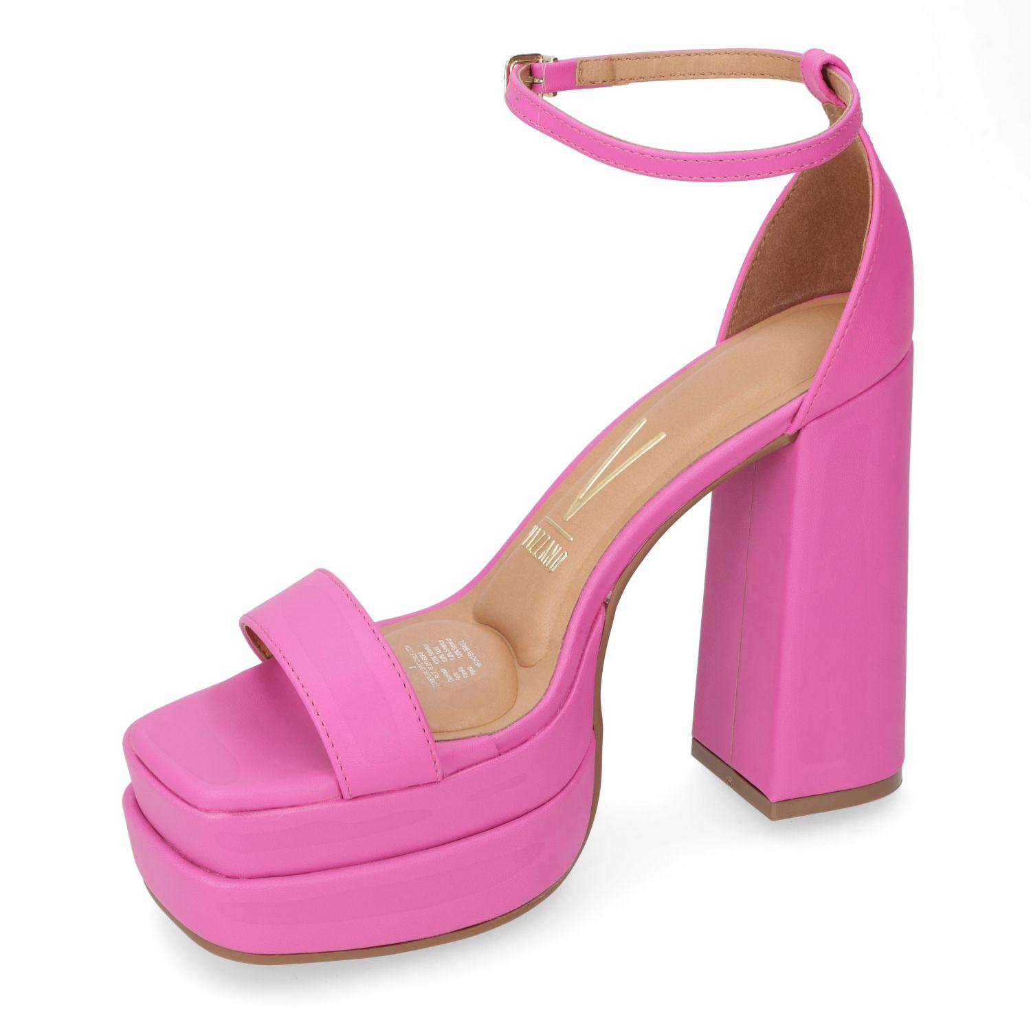 Sandalia Taco Vizzano Rosado Brillante Efecto Cuero-2
