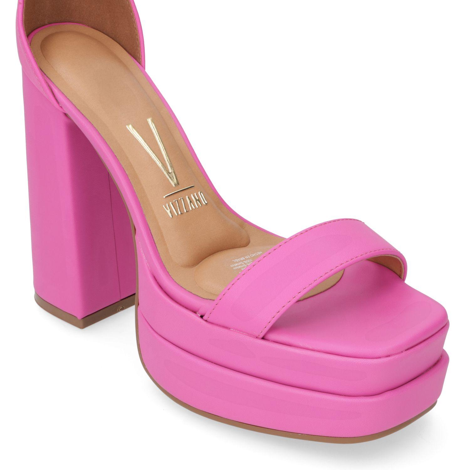 Sandalia Taco Vizzano Rosado Brillante Efecto Cuero-4
