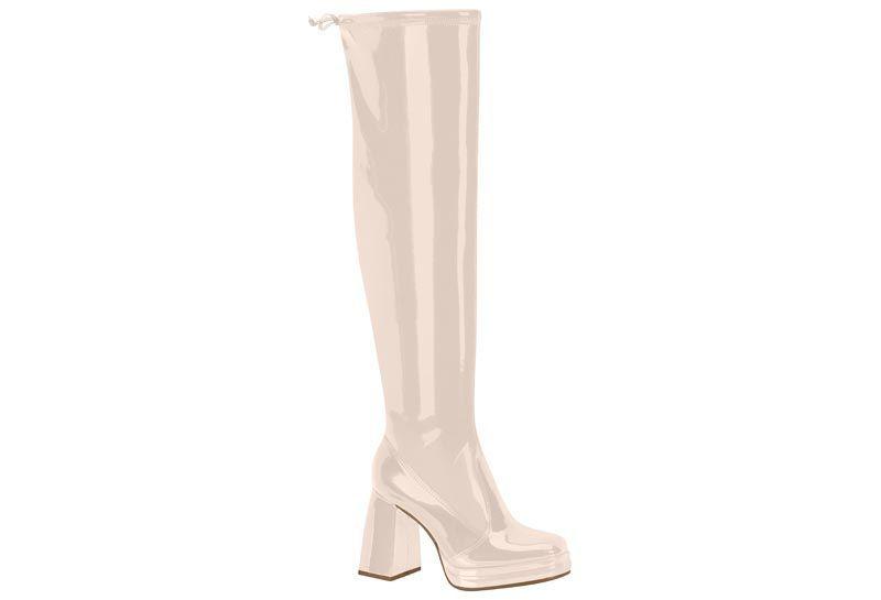 Bota Mujer Taco Cuadrado Charol Crema 9080-103- Beira Rio-0