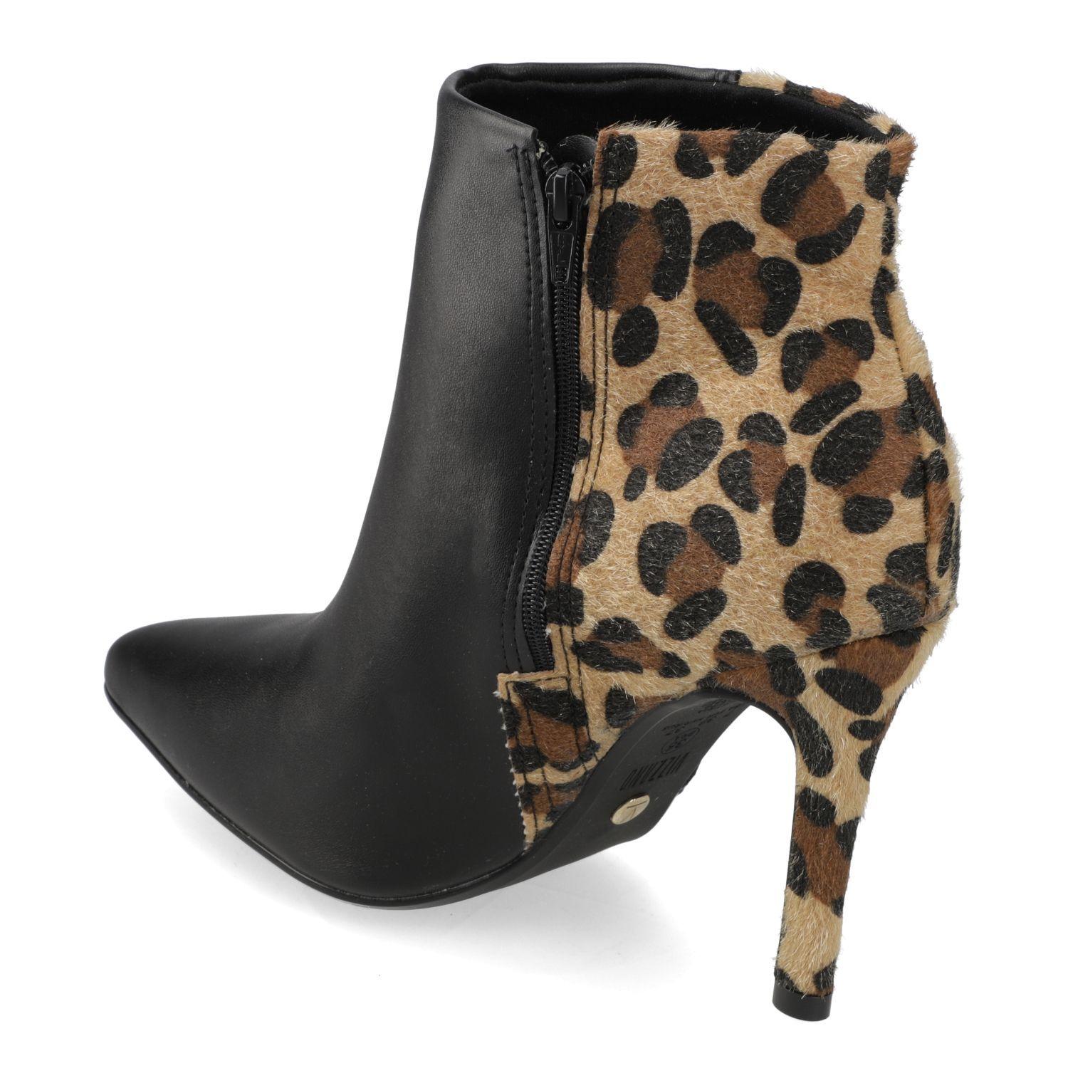 Botin Mujer Vizzano Taco Aguja 10 cm Animal Print Negro-3