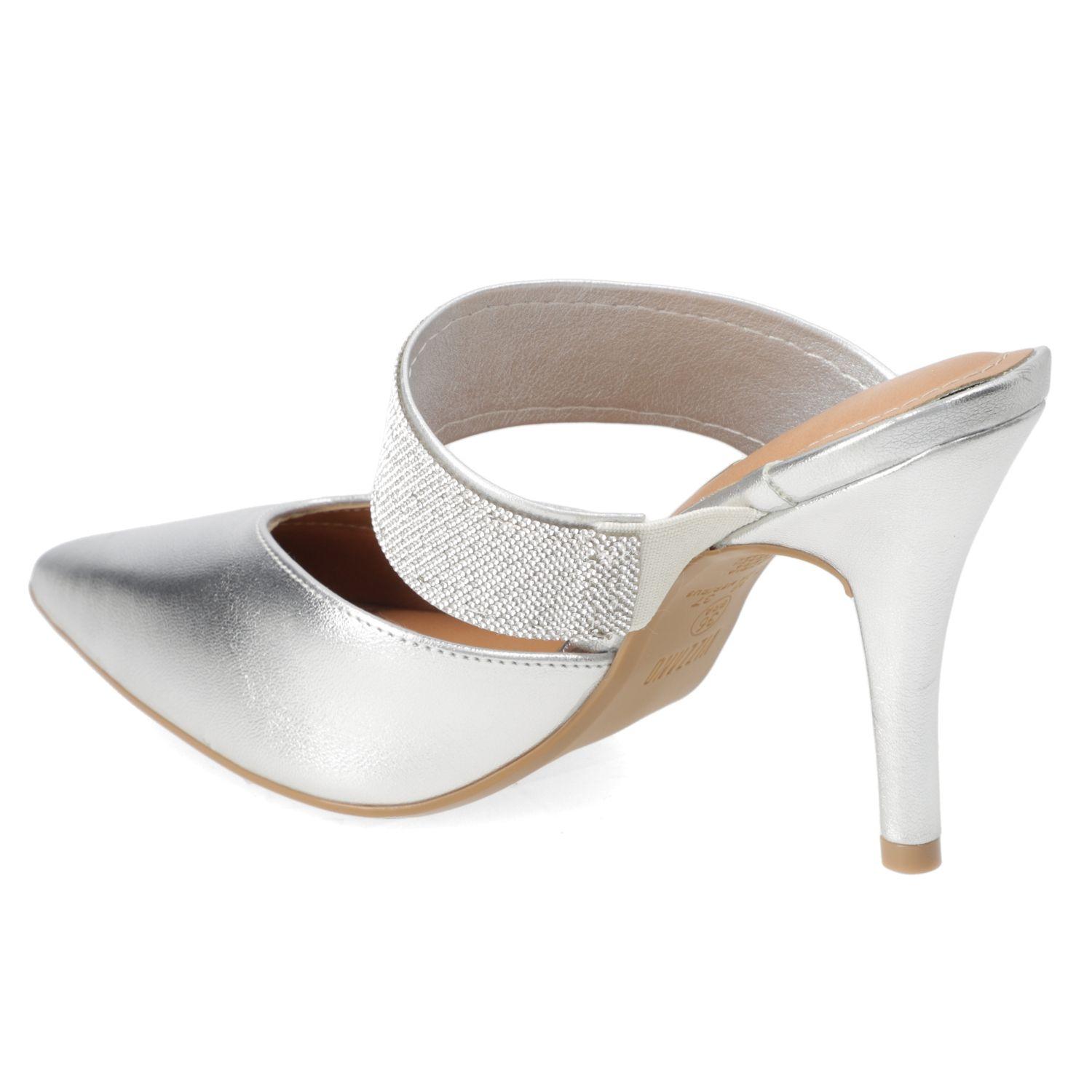 Stiletto Vizzano Plateado Metalico Taco 10 Cm Efecto Cuero  Plata Metalizado Premium/Metal London-3