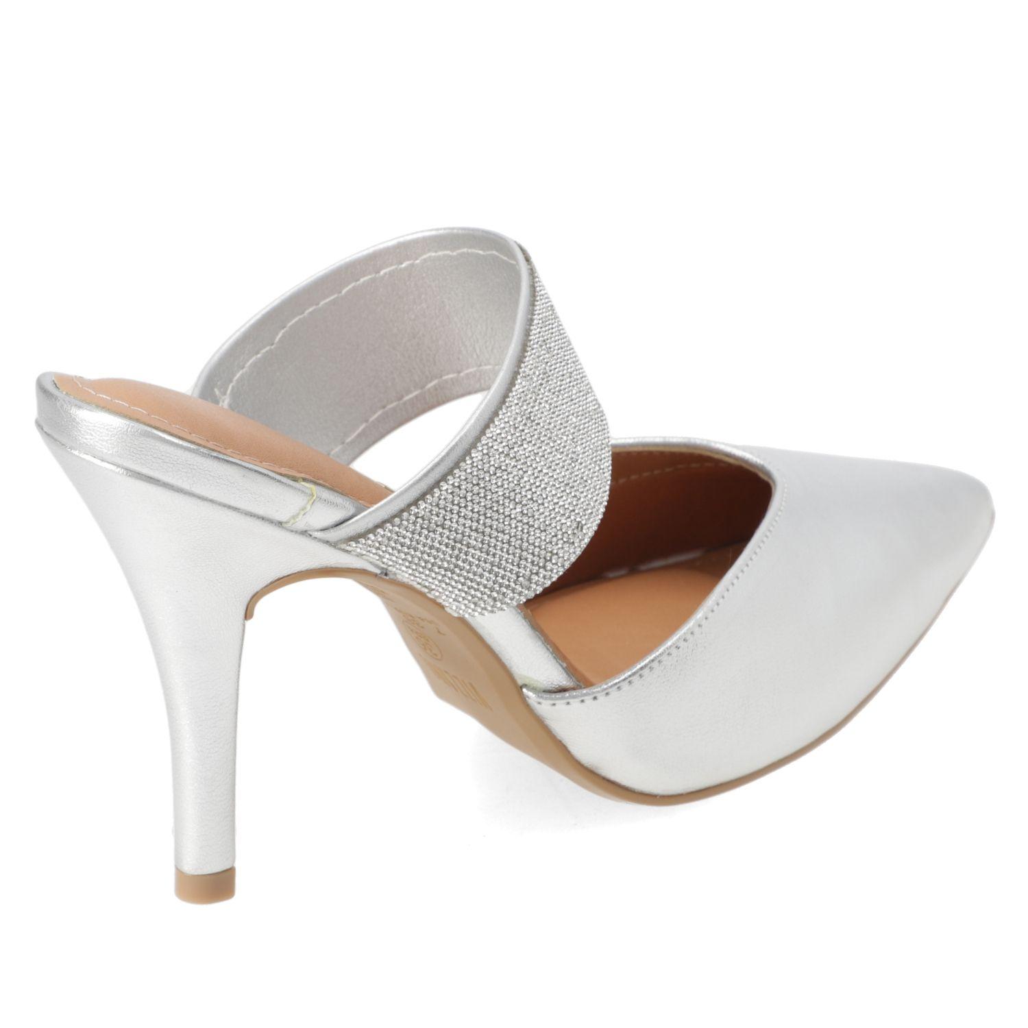 Stiletto Vizzano Plateado Metalico Taco 10 Cm Efecto Cuero  Plata Metalizado Premium/Metal London-4