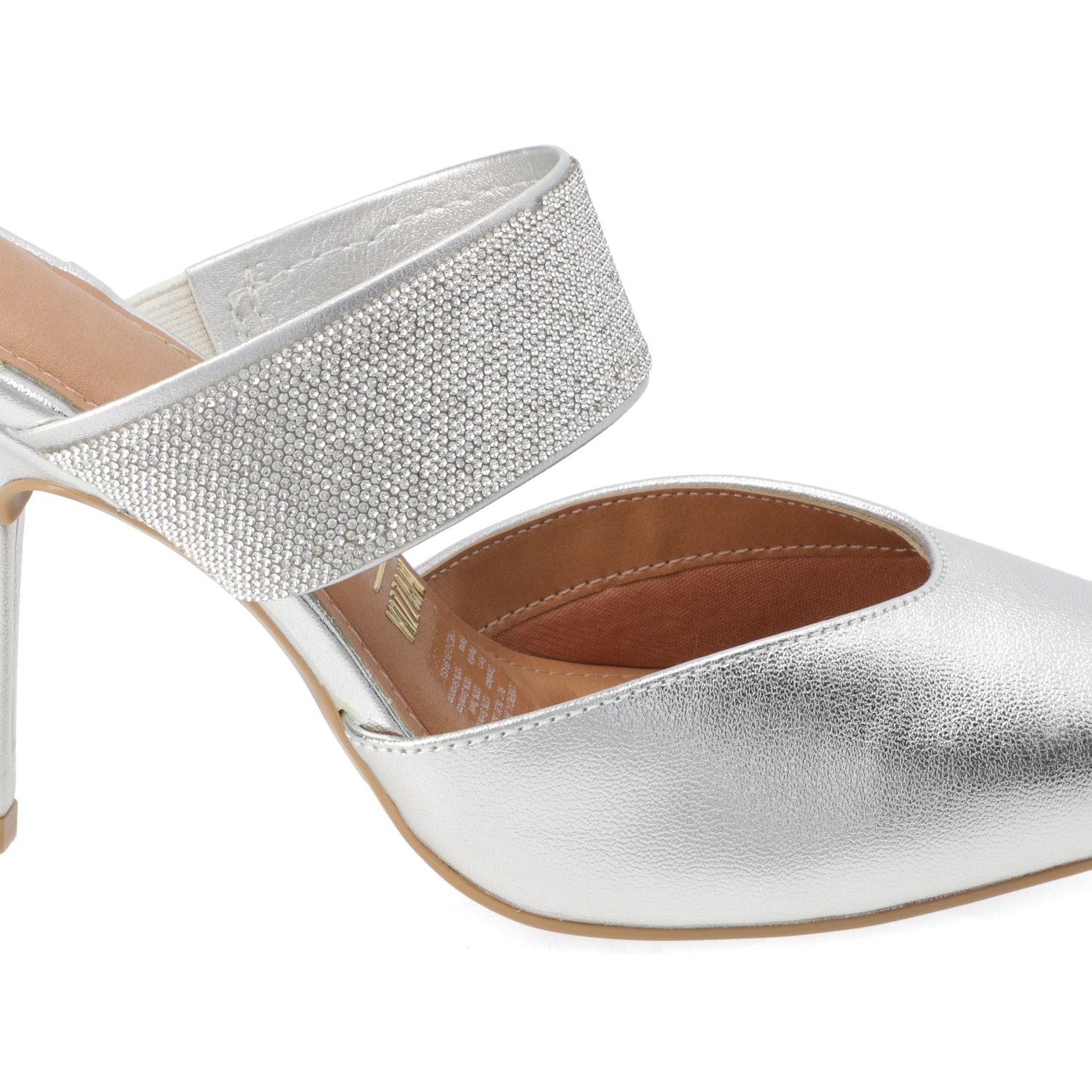 Stiletto Vizzano Plateado Metalico Taco 10 Cm Efecto Cuero  Plata Metalizado Premium/Metal London-5