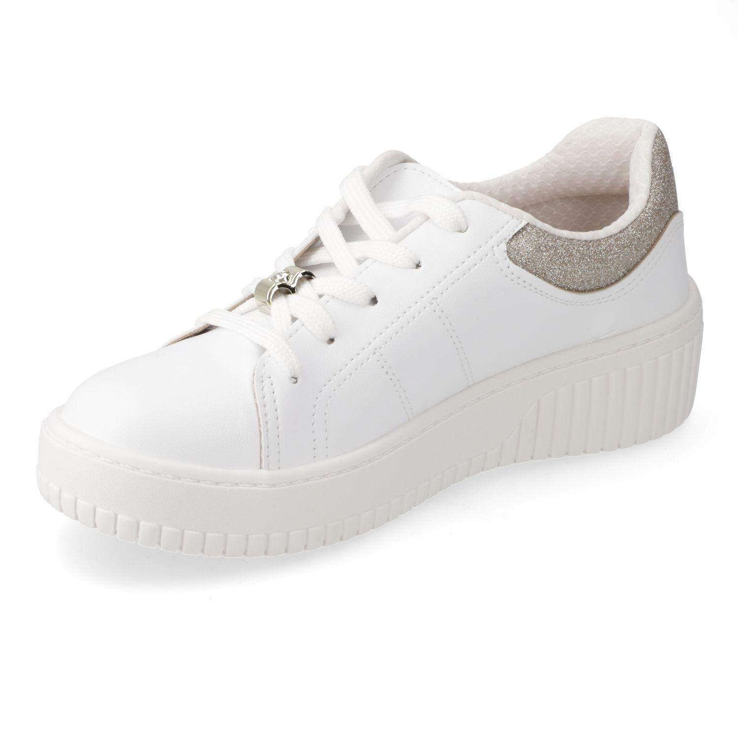 Zapatilla Casual Beira Rio Blanco Efecto Cuero  Blanco/Dorado Napa Turim/Gliter Mini Shine-2