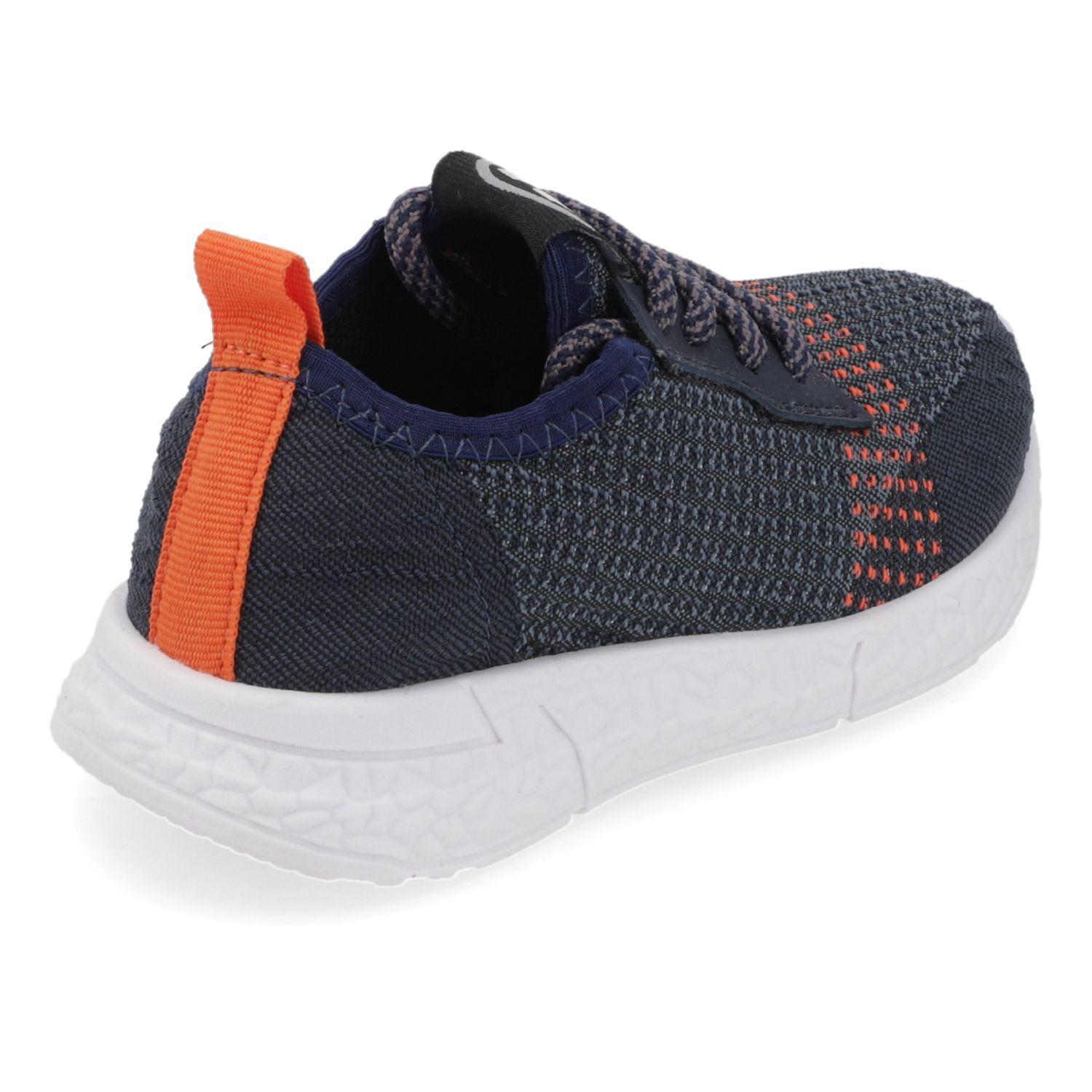 Zapatilla Urbana Niño Tejida Azul Marino con Detalles Naranjo Molekinho-4