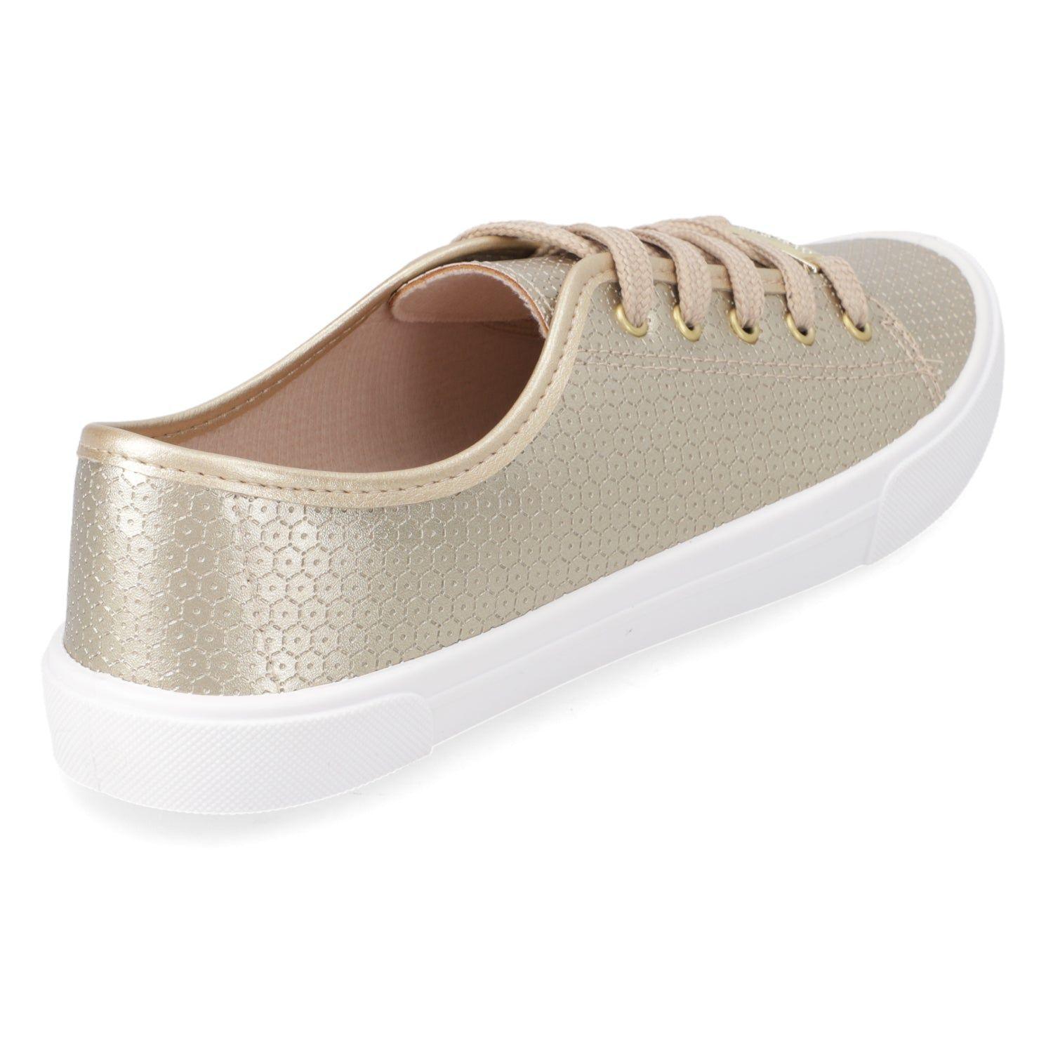 Zapatilla Mujer Moleca Casual Dorada-4
