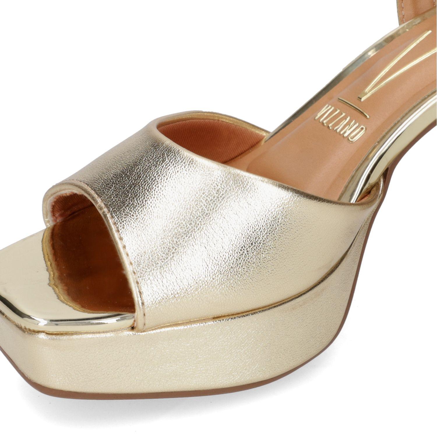 Sandalia Taco Vizzano Dorado Metalico 15747-4