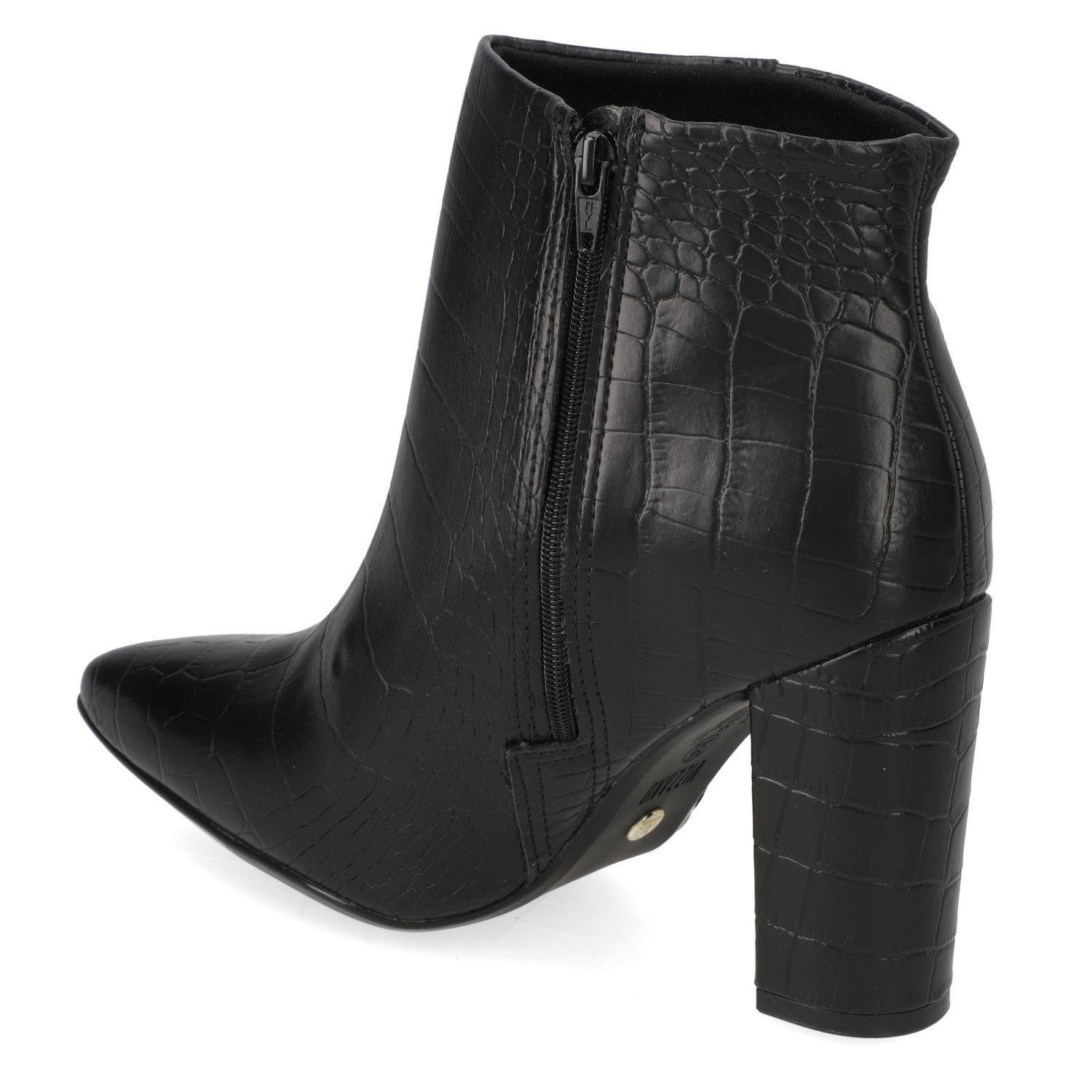 Botin Mujer Vizzano Croco Taco Ancho 10 cm Negro-2