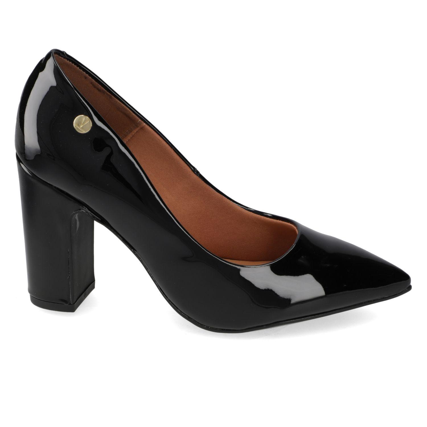 Tacones Vizzano Mujer Taco Ancho 10 Cm Charol Negro-1