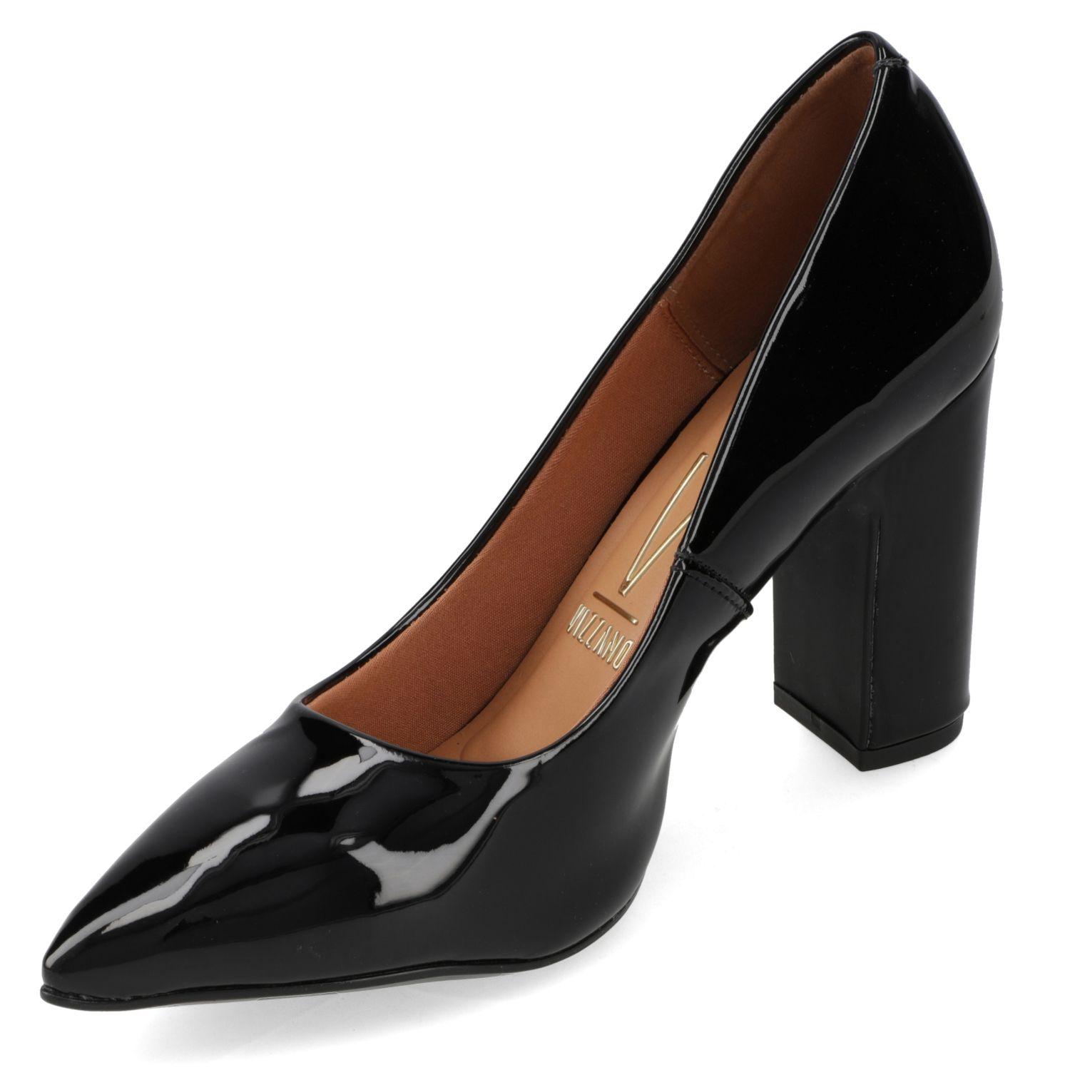 Tacones Vizzano Mujer Taco Ancho 10 Cm Charol Negro-2
