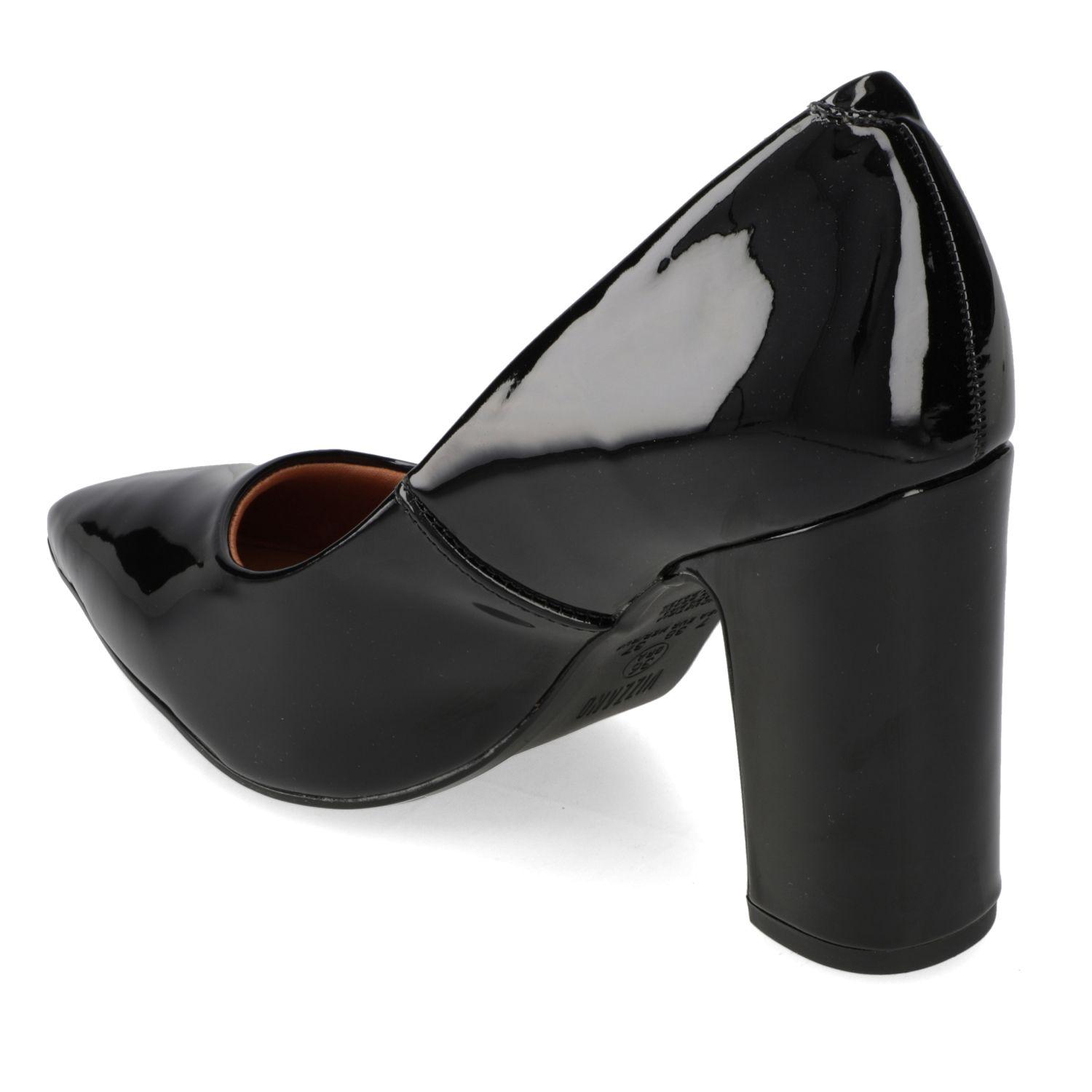 Tacones Vizzano Mujer Taco Ancho 10 Cm Charol Negro-3