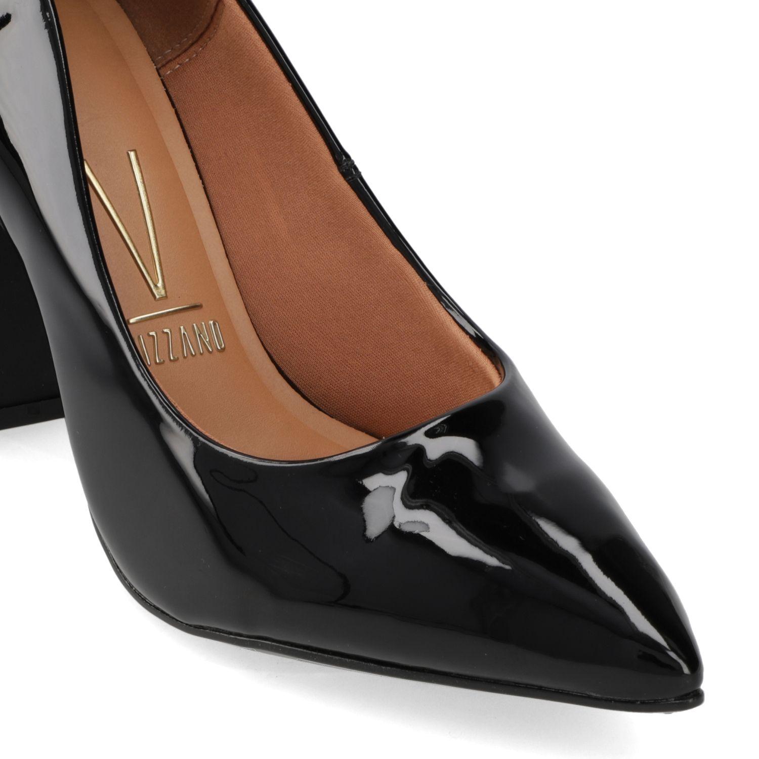 Tacones Vizzano Mujer Taco Ancho 10 Cm Charol Negro-5