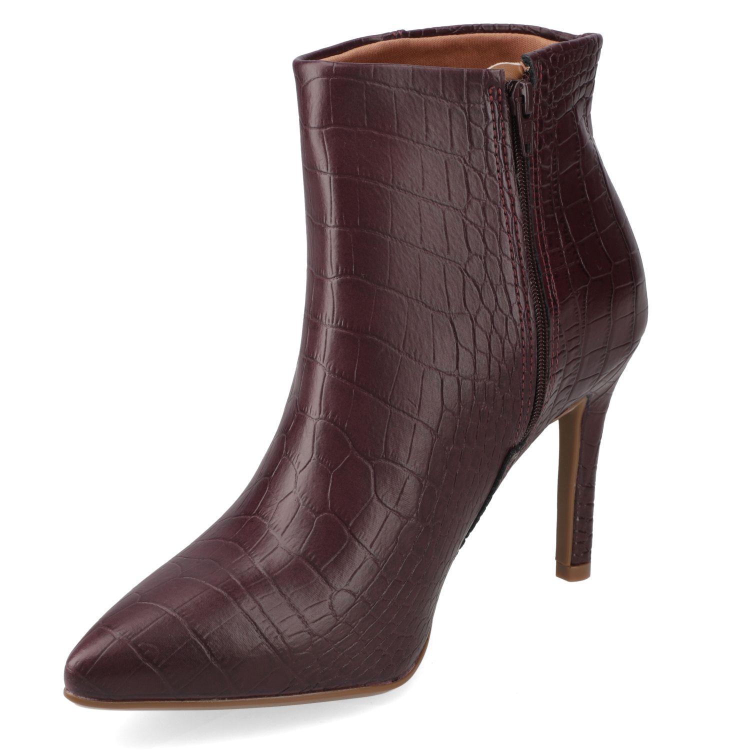 Botin Mujer Vizzano Croco Taco Aguja 10 cm Vino-2