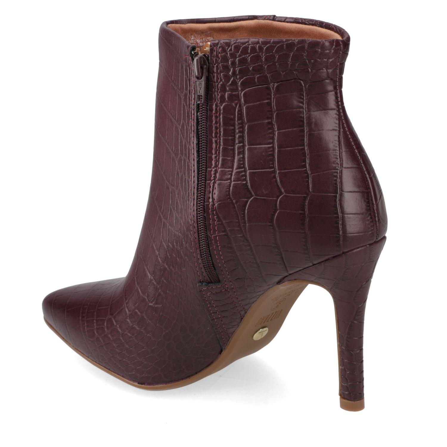 Botin Mujer Vizzano Croco Taco Aguja 10 cm Vino-3