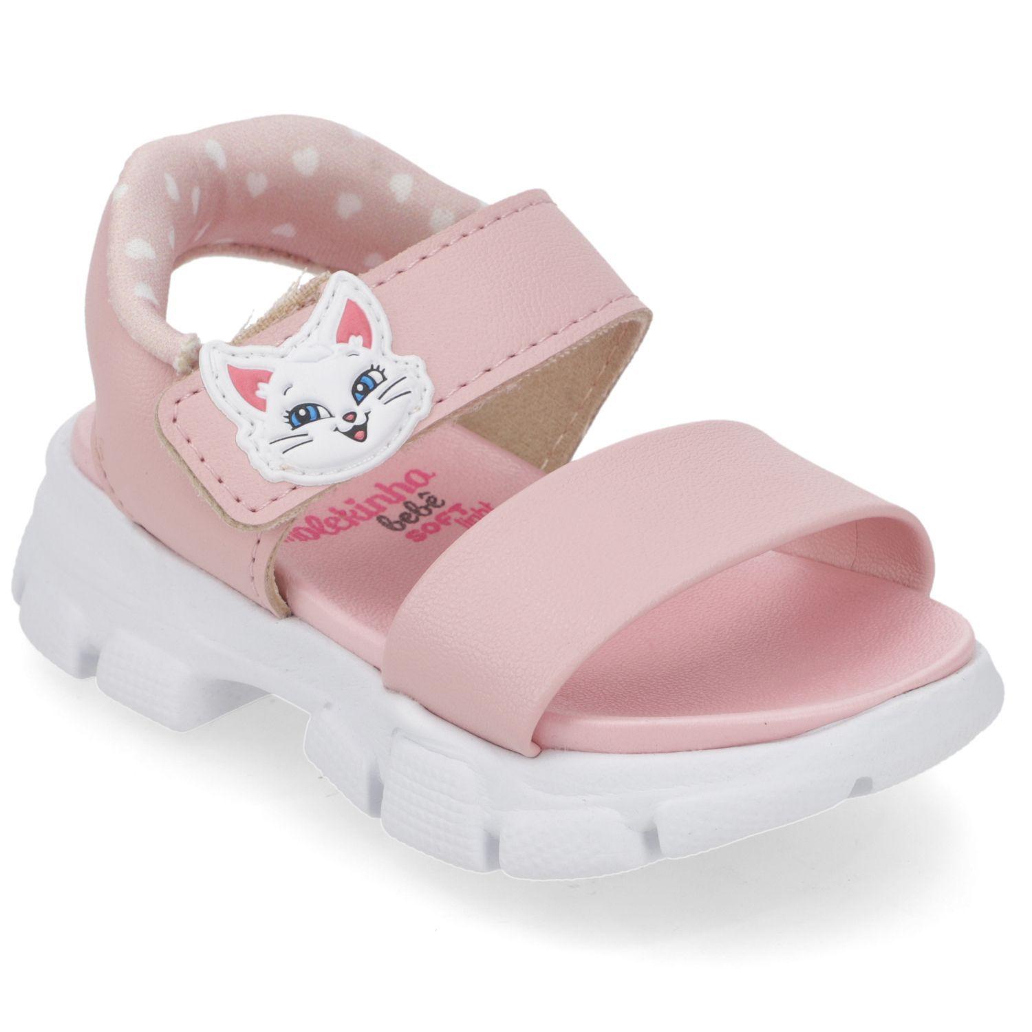 Sandalia Niña Rosa con Detalle de Gato y Cierre Velcro-3