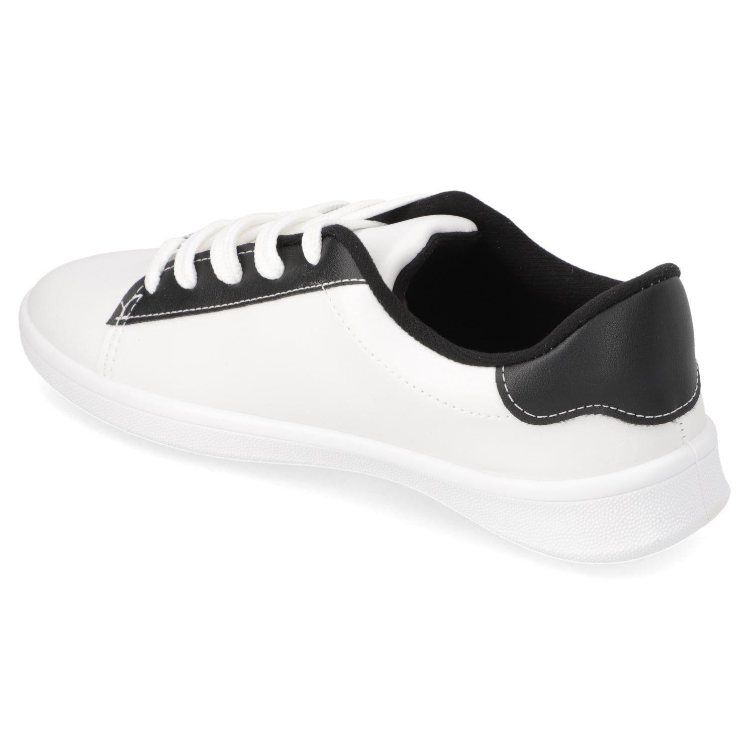 Zapatillas Urbanas Mujer Moleca Blanca y Negra con Tachuelas-2