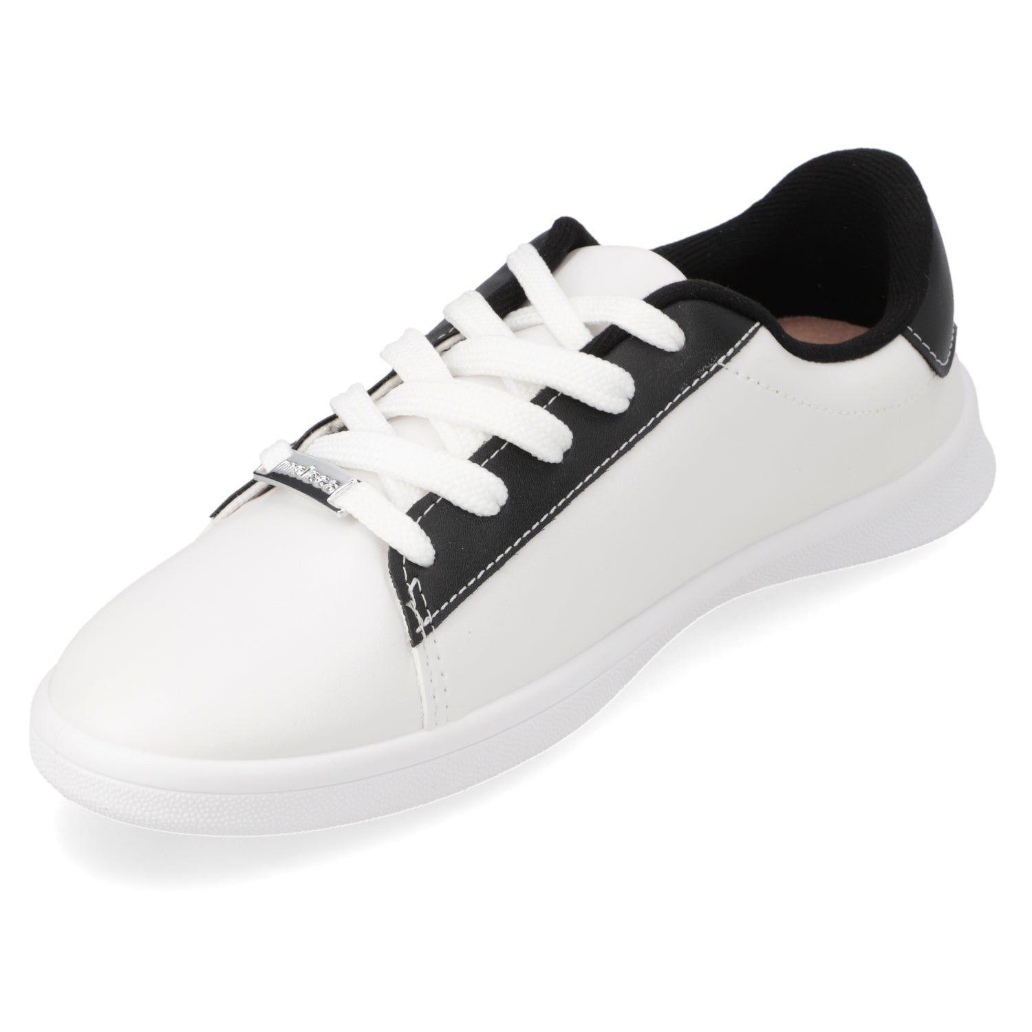 Zapatillas Urbanas Mujer Moleca Blanca y Negra con Tachuelas-3