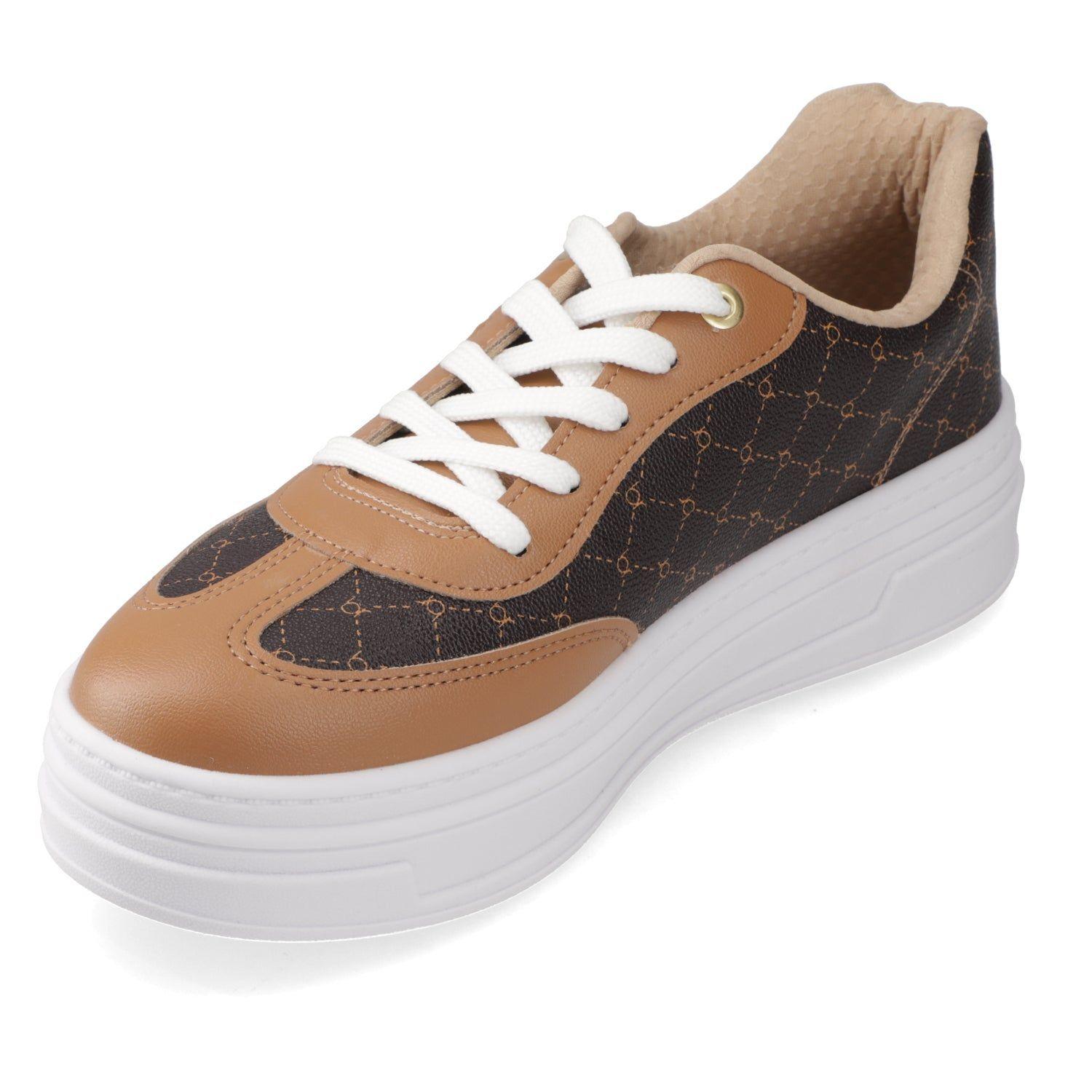Zapatilla Mujer Beira Rio Urbana Café con Suela Blanca Plataforma-2