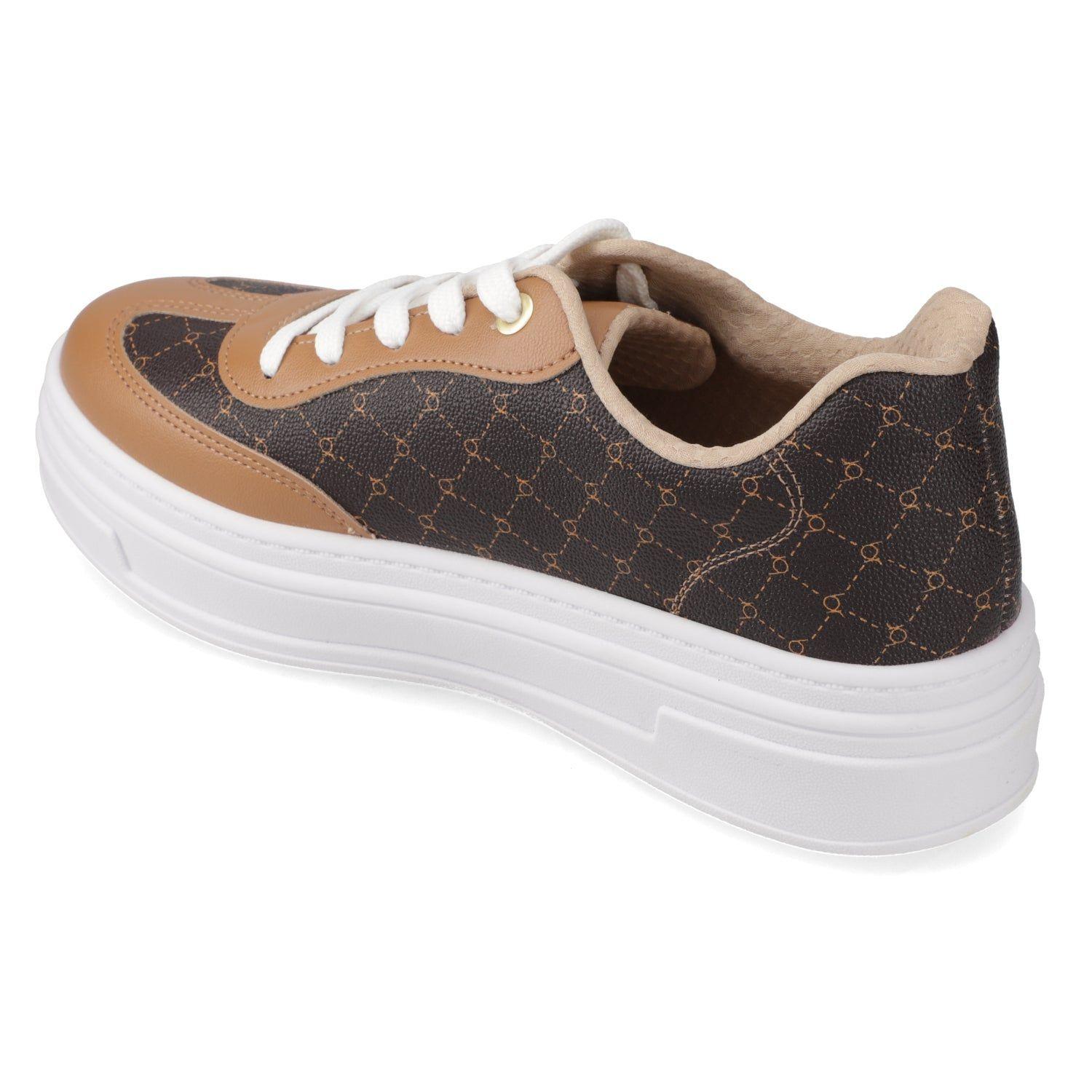Zapatilla Mujer Beira Rio Urbana Café con Suela Blanca Plataforma-3