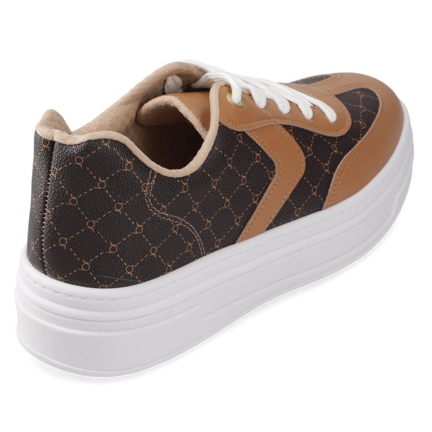 Zapatilla Mujer Beira Rio Urbana Café con Suela Blanca Plataforma-4