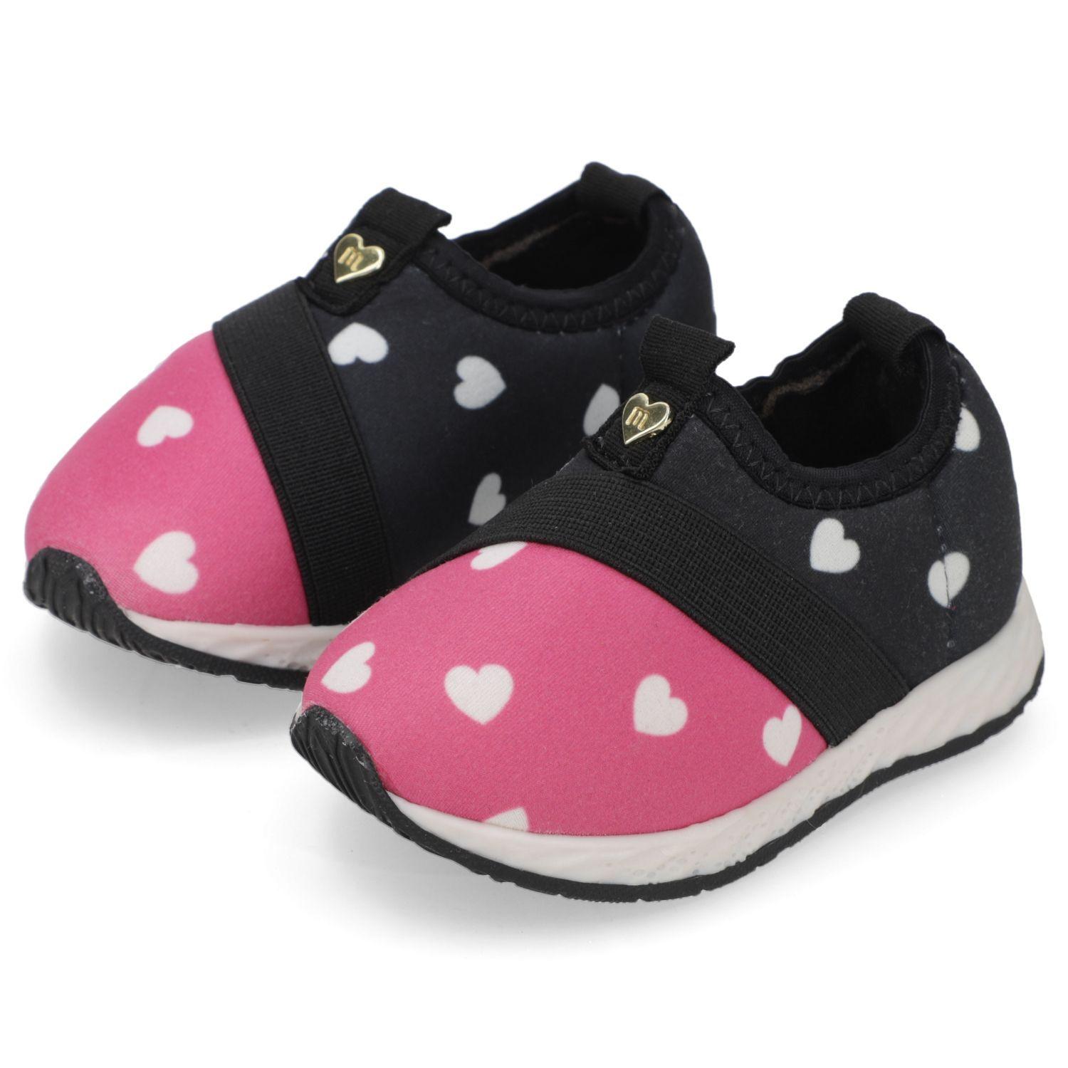 Zapatilla Slip-On Niña Corazones Rosado y Negro Molekinha-2