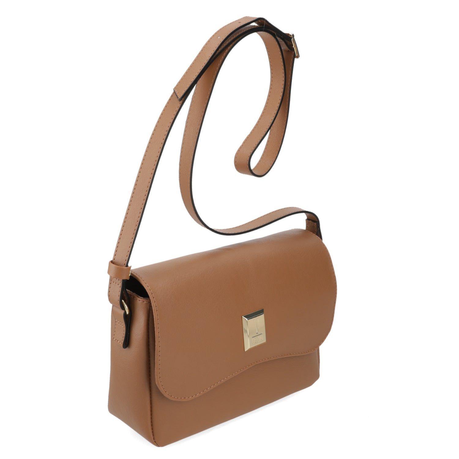 Cartera Bandolera Mujer Vizzano Color Camel con Detalle Metálico-4