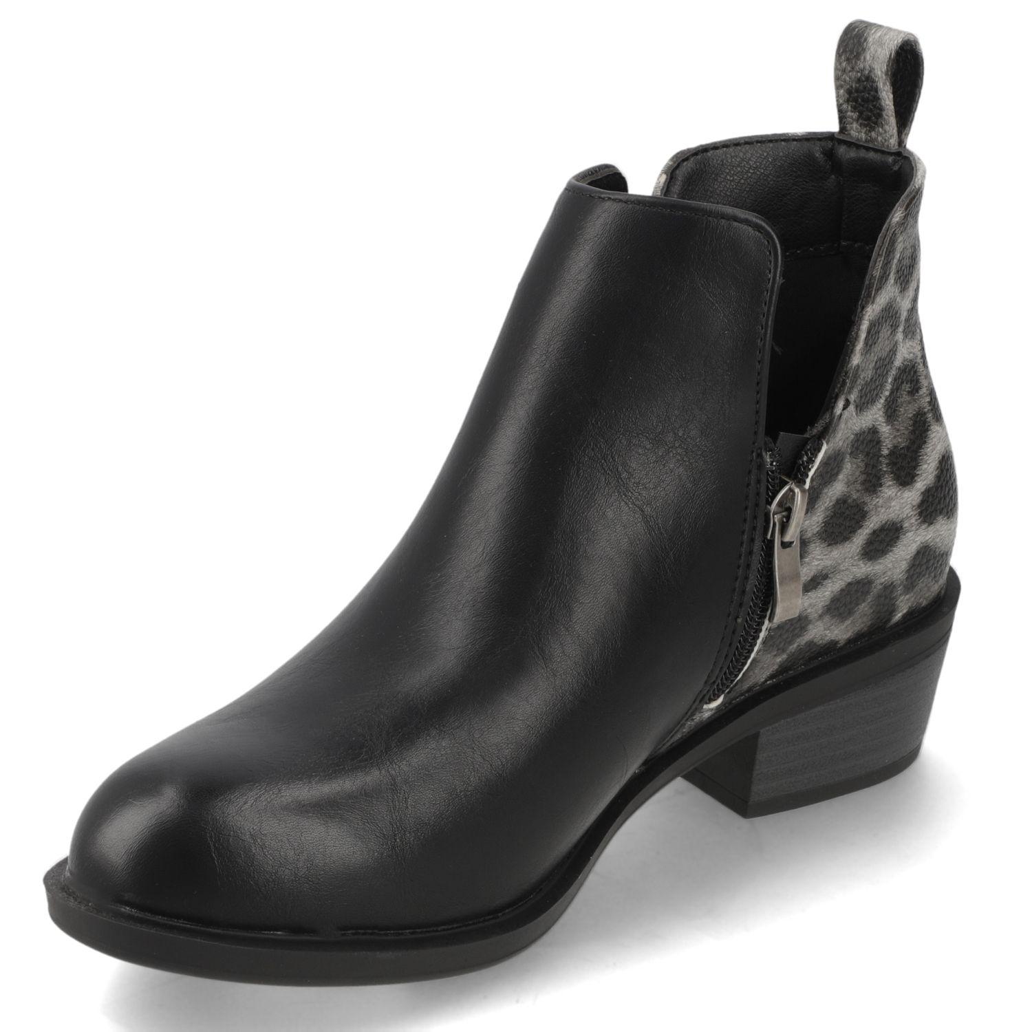 Botín Negro Animal Print New Walk-2