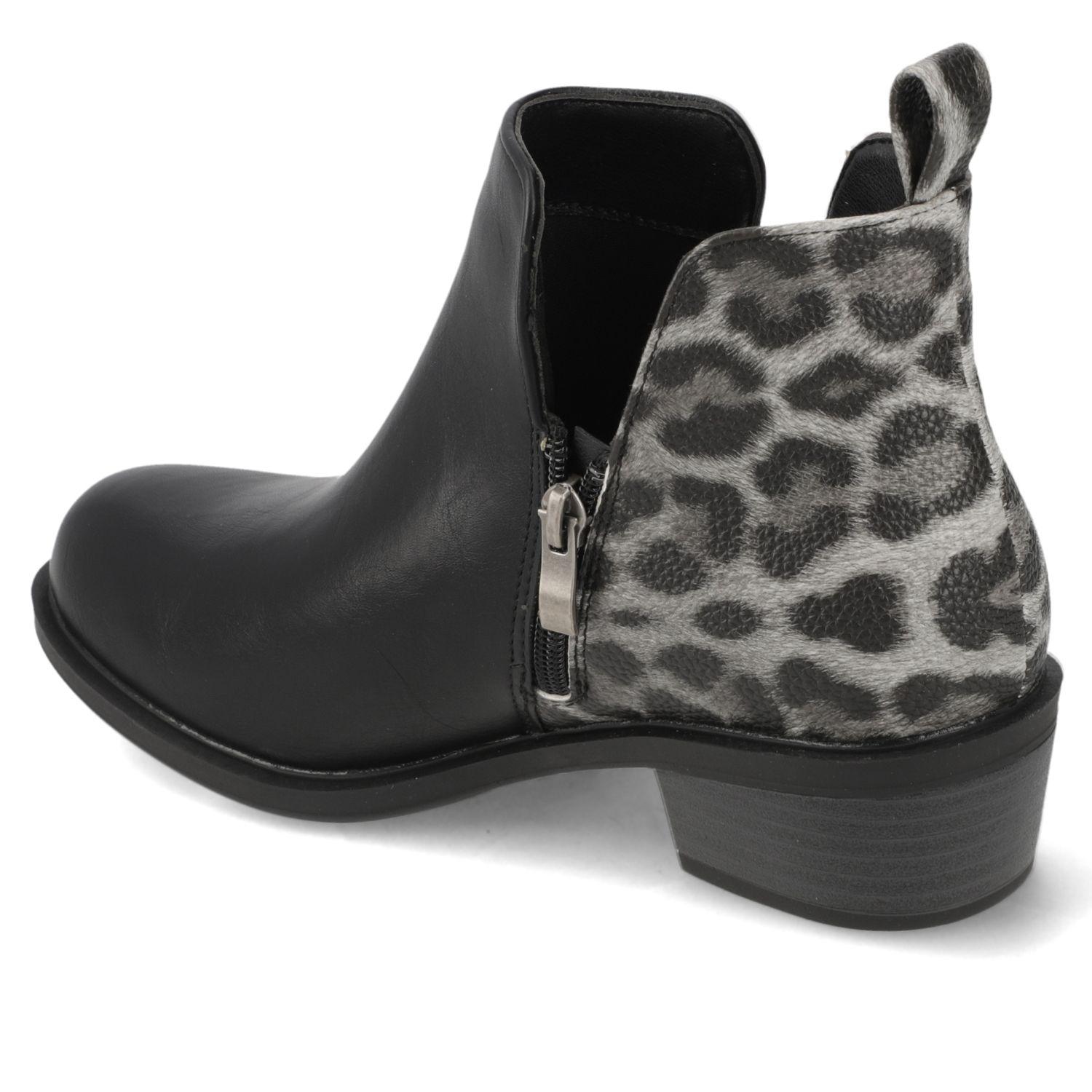Botín Negro Animal Print New Walk-3
