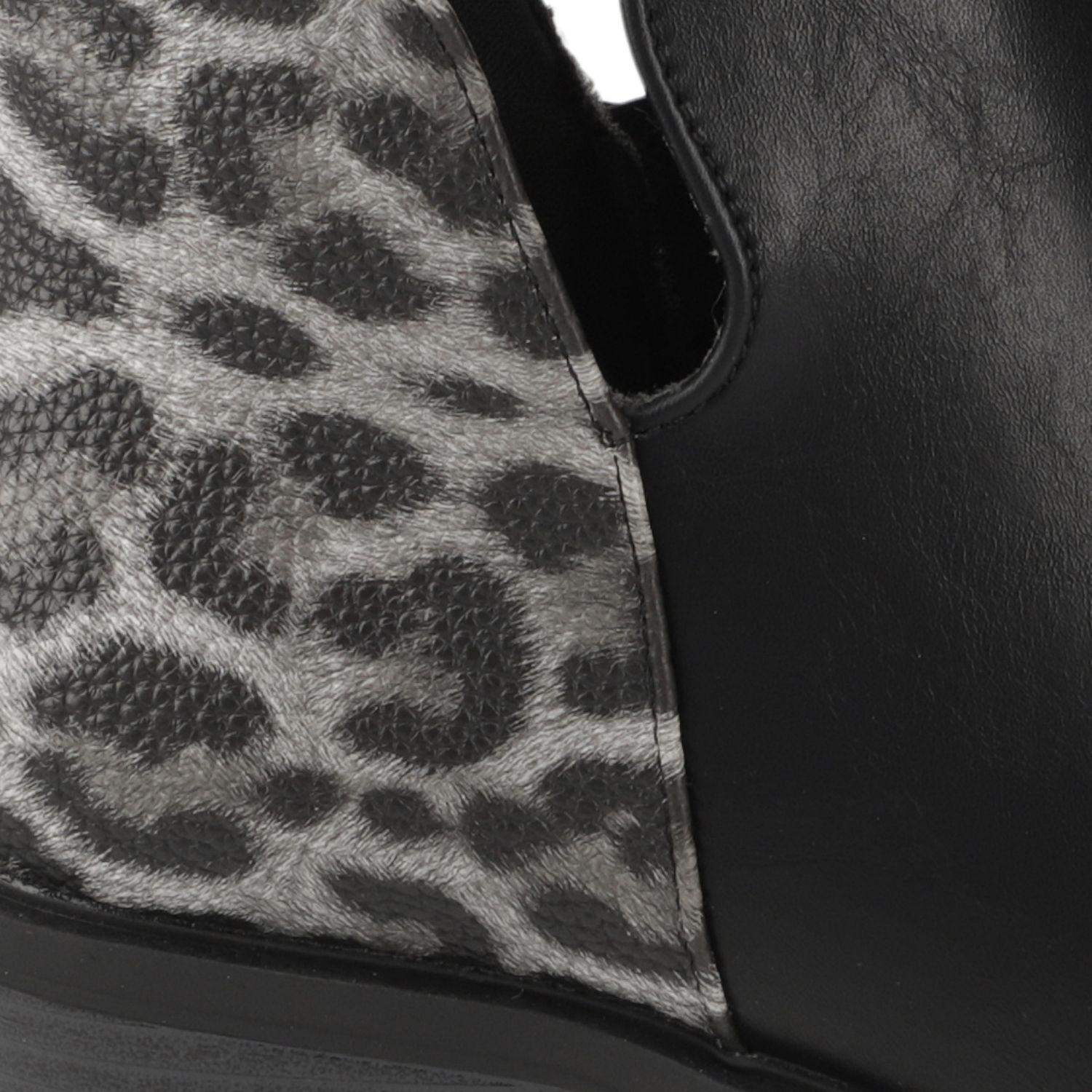 Botín Negro Animal Print New Walk-5