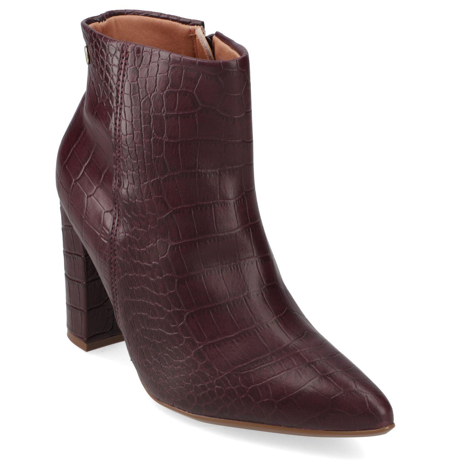 Botin Mujer Vizzano Croco Taco Ancho 10 cm Vino-0