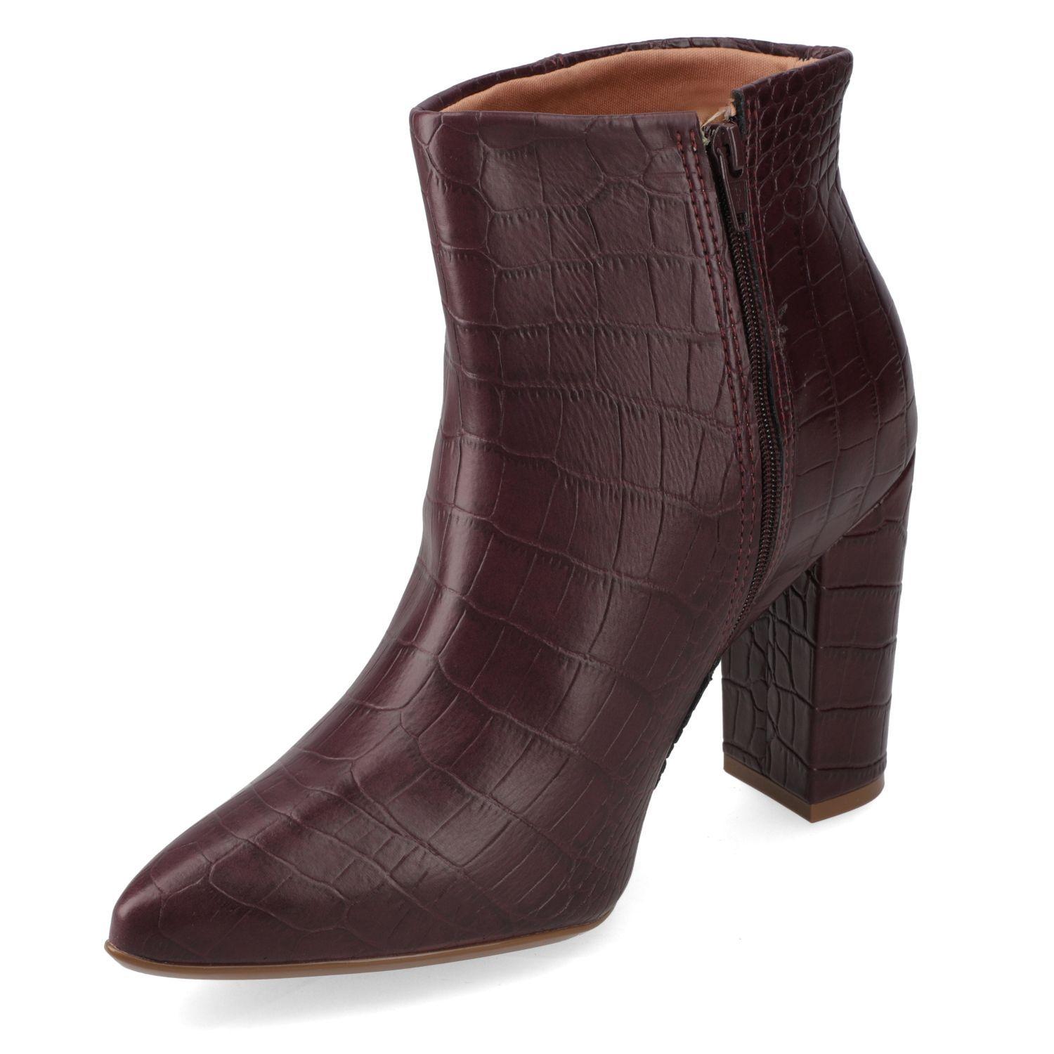 Botin Mujer Vizzano Croco Taco Ancho 10 cm Vino-1