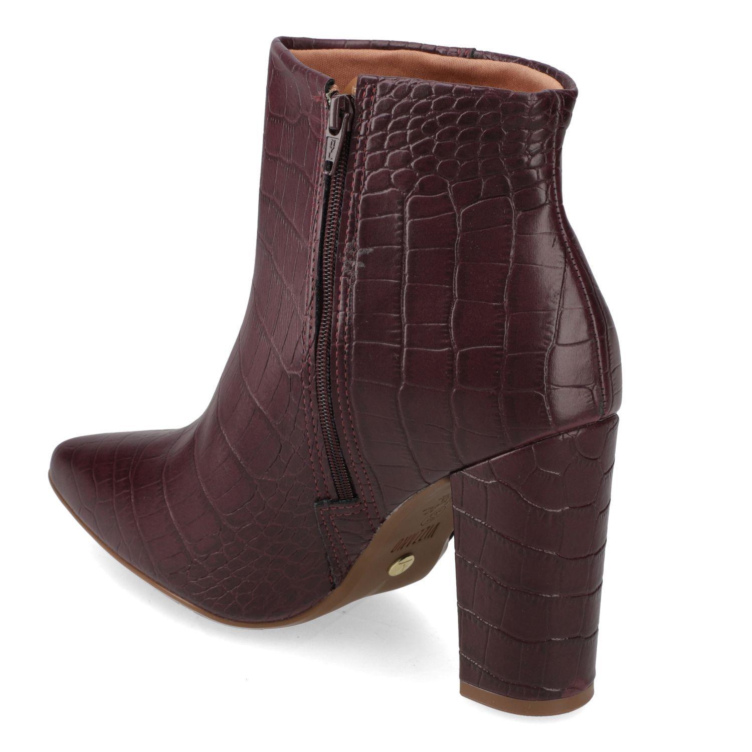Botin Mujer Vizzano Croco Taco Ancho 10 cm Vino-2