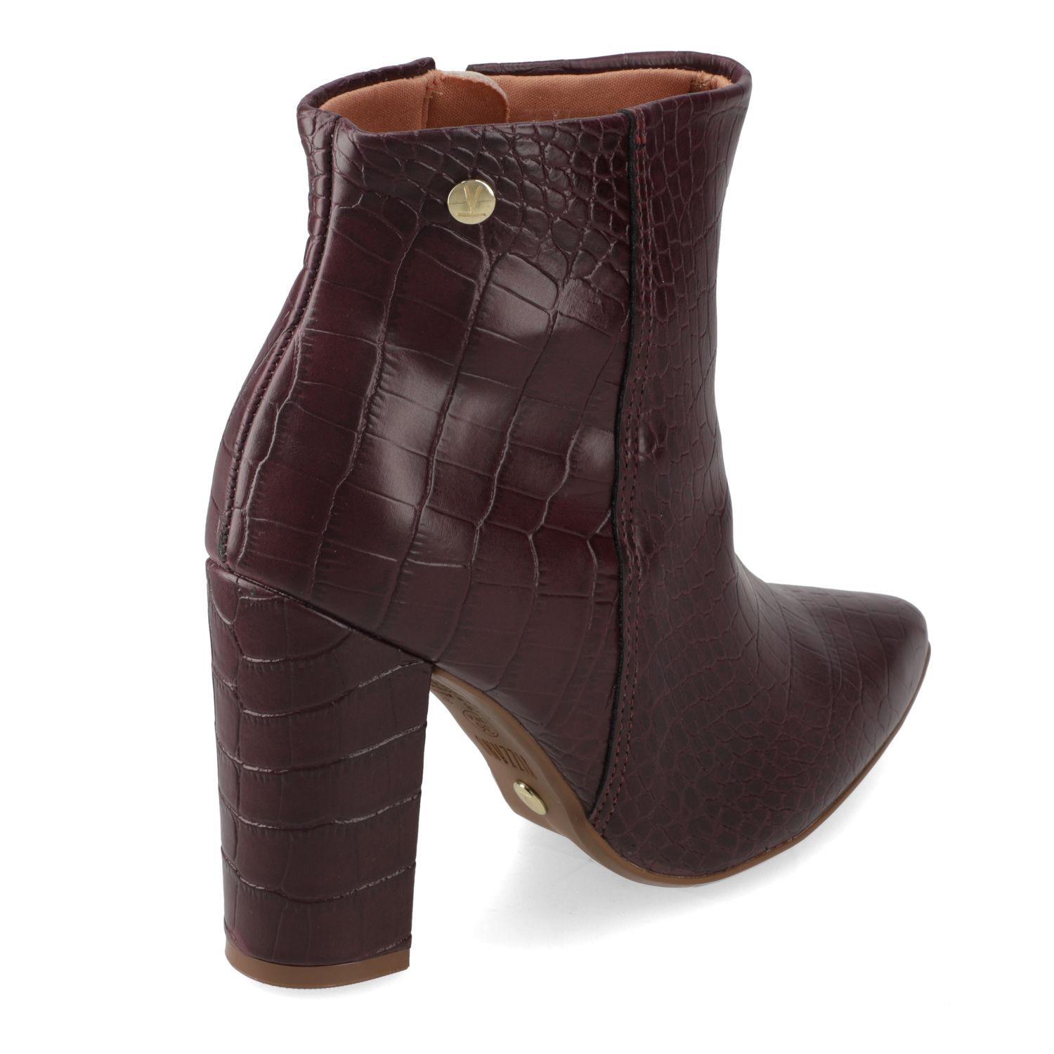 Botin Mujer Vizzano Croco Taco Ancho 10 cm Vino-3