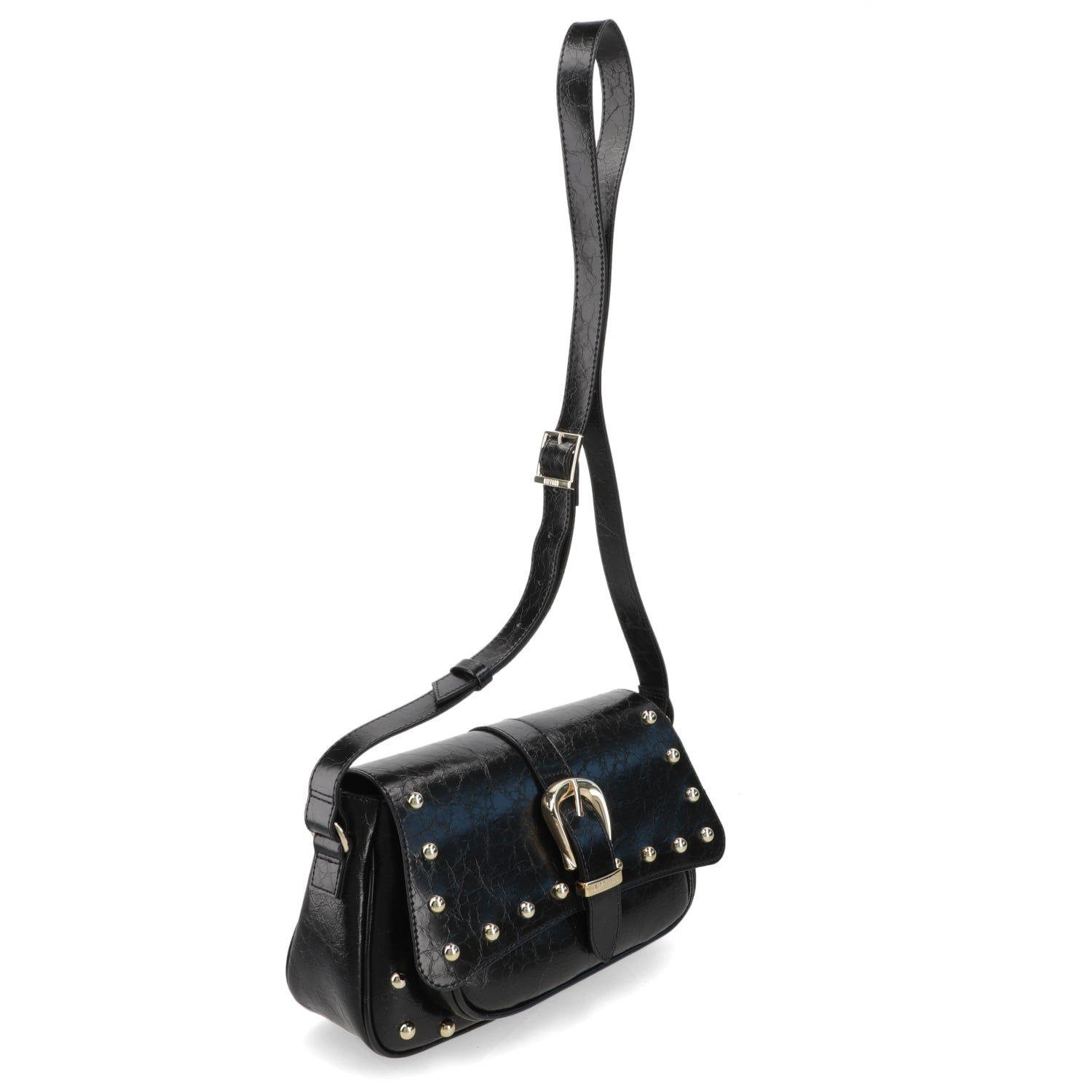 Cartera Vizzano Negra con Hebilla Dorada y Tachas Decorativas-4