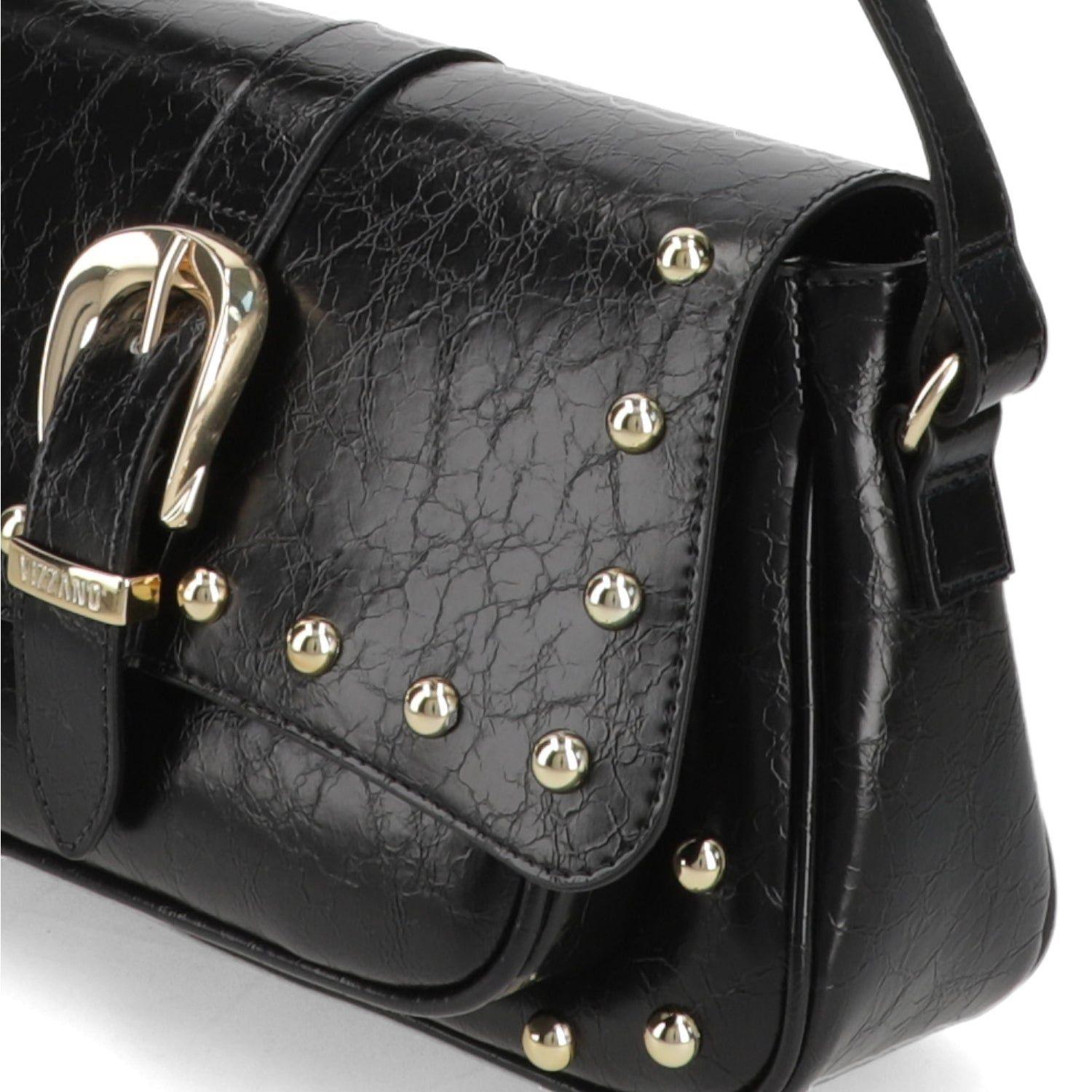 Cartera Vizzano Negra con Hebilla Dorada y Tachas Decorativas-5