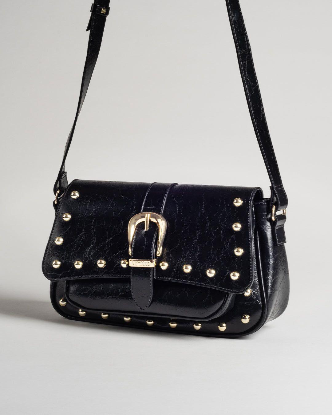 Cartera Vizzano Negra con Hebilla Dorada y Tachas Decorativas-7