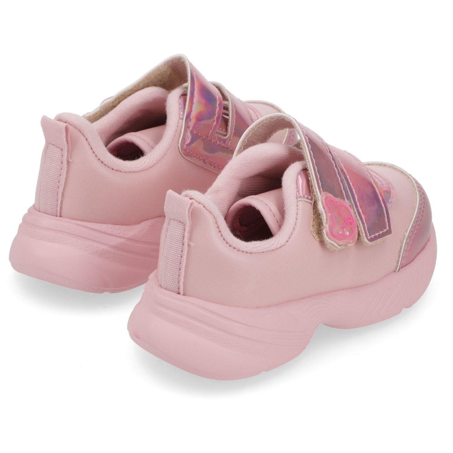Zapatilla Deportiva Niña Rosada con Velcro y Detalle Tornasol-4