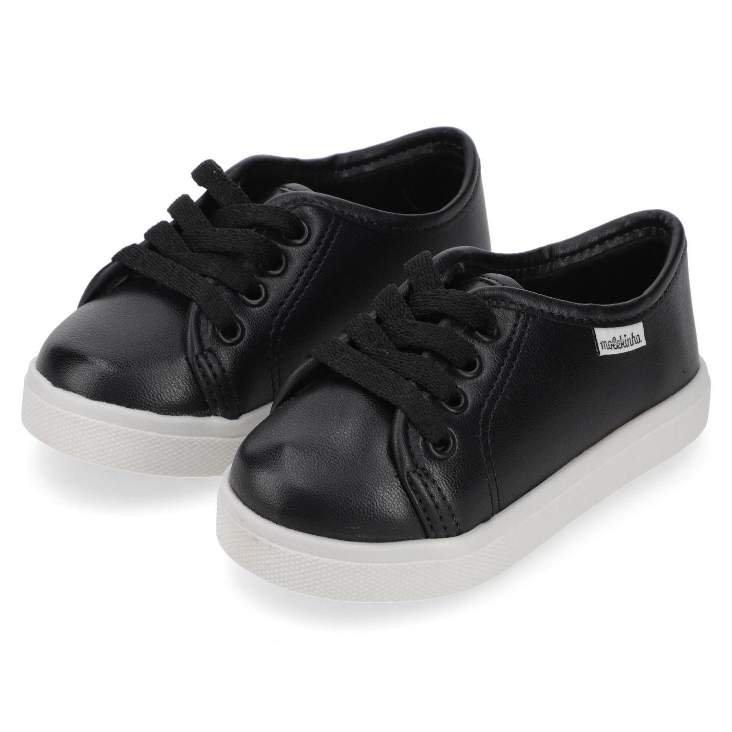 Zapatilla Urbana Niña Negra con Cordones Molekinha-2