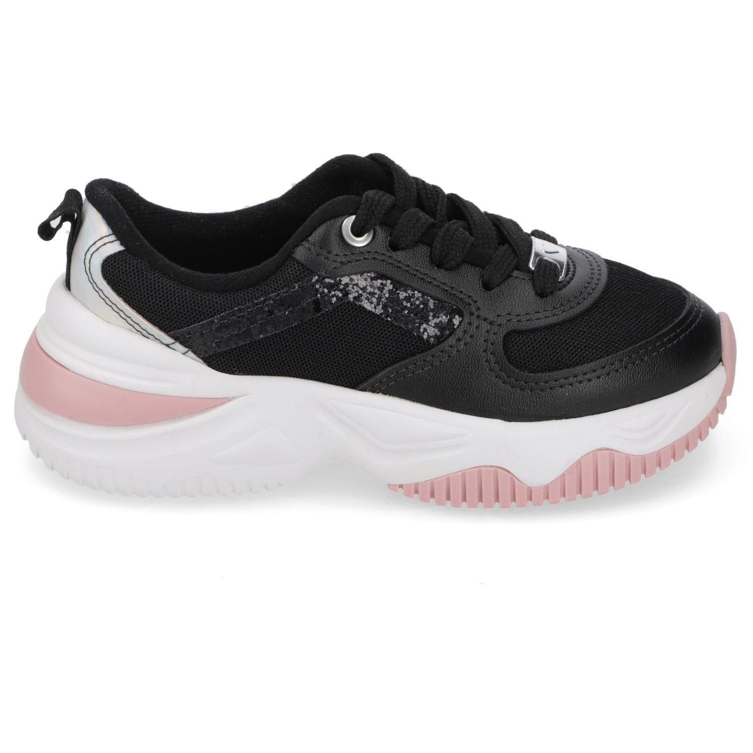 Zapatilla Negra Niña Urbana con Detalles Rosados Molekinha-1