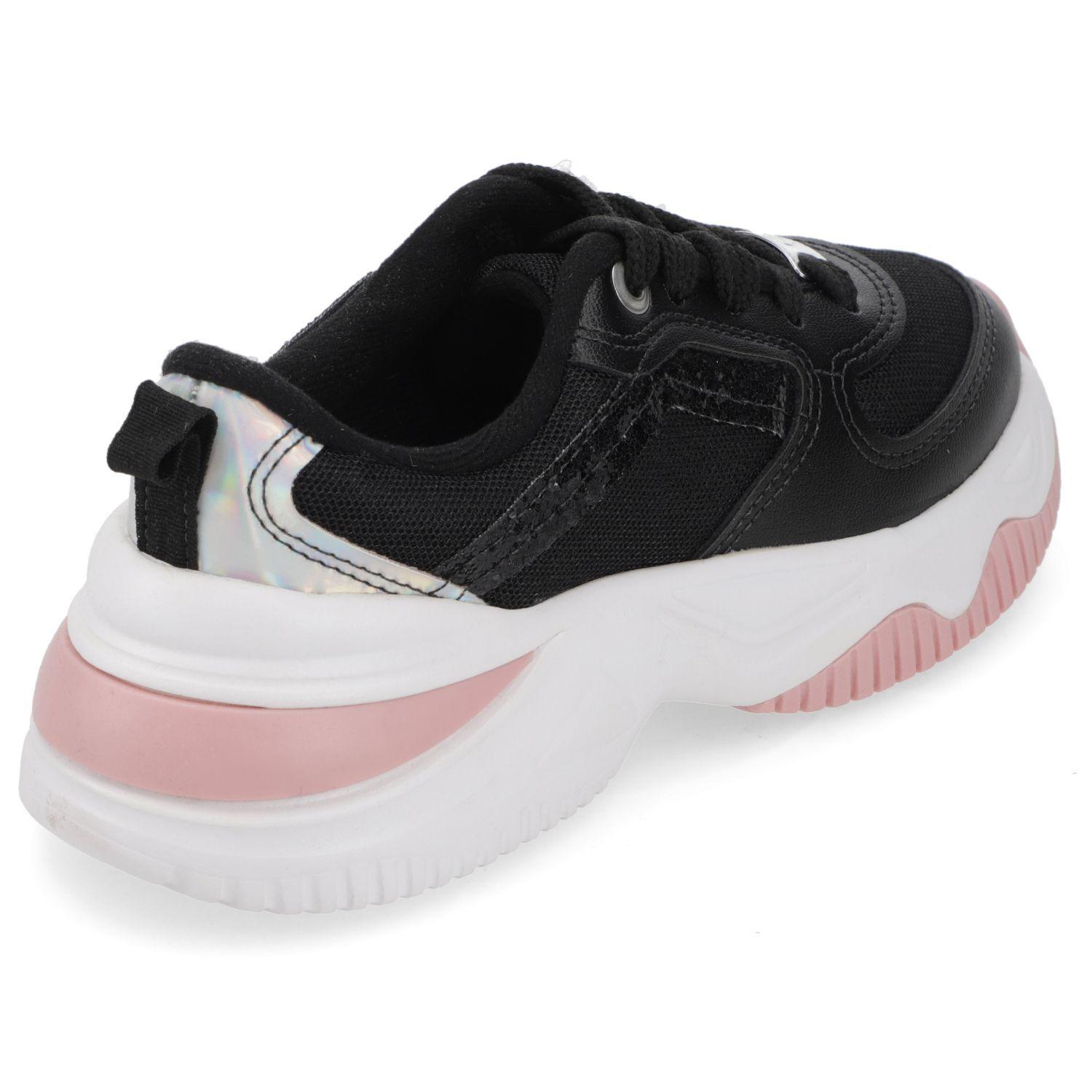 Zapatilla Negra Niña Urbana con Detalles Rosados Molekinha-4