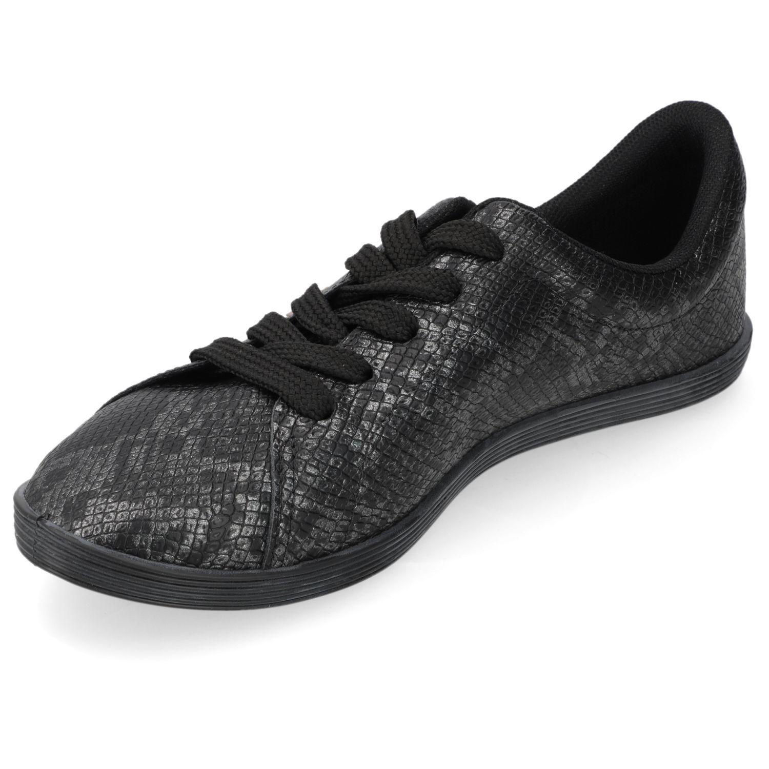 Zapatilla Casual Beira Rio Negro Efecto Cuero  Negro/Grafito Napa Metalica Snake-2