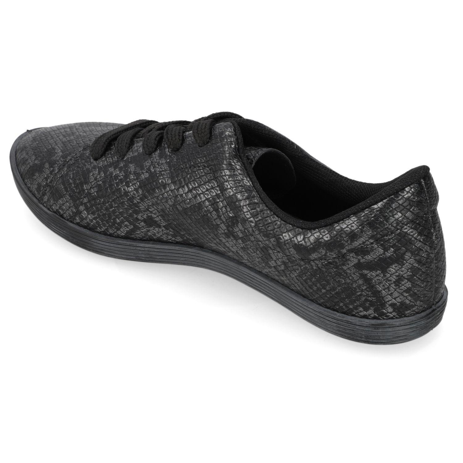 Zapatilla Casual Beira Rio Negro Efecto Cuero  Negro/Grafito Napa Metalica Snake-3