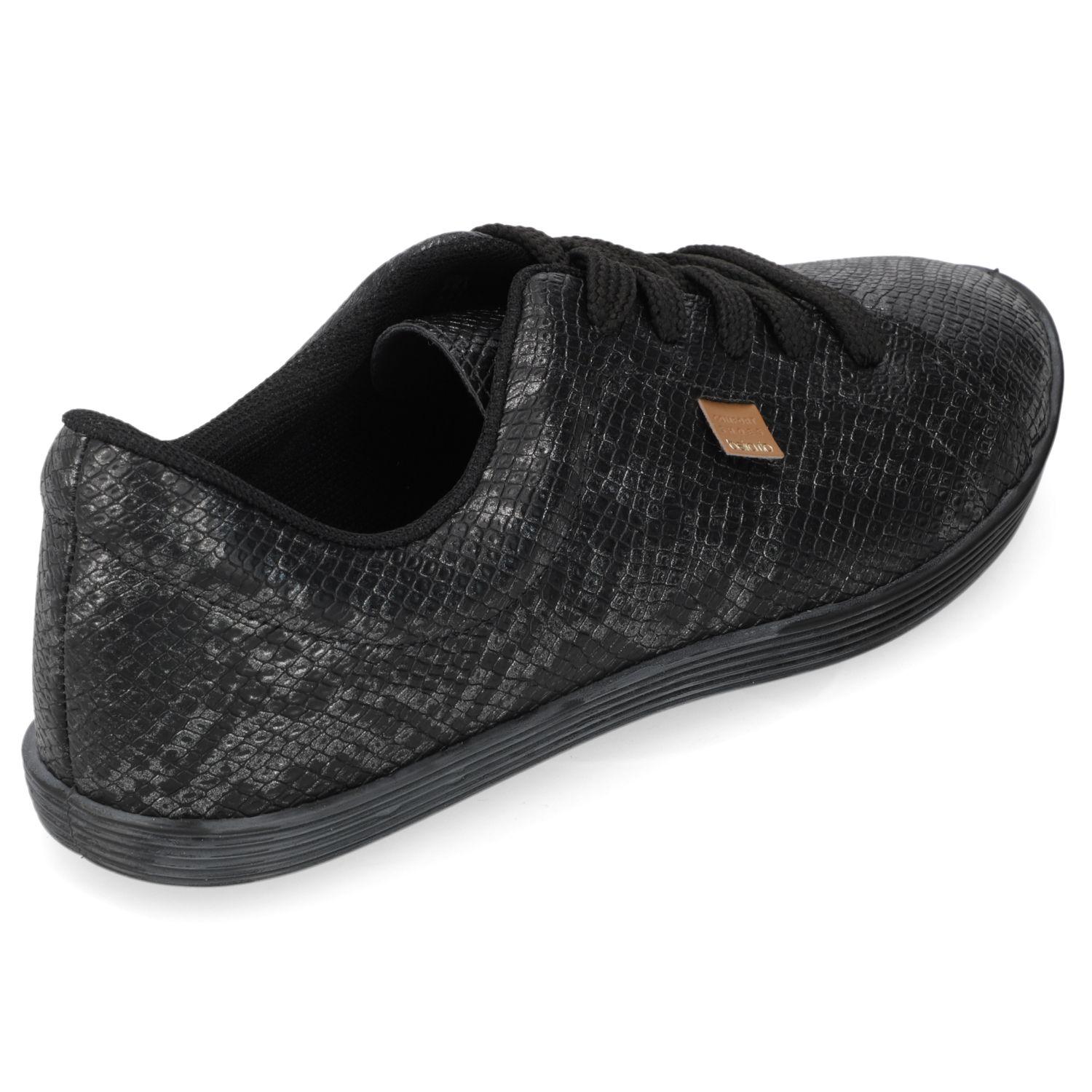 Zapatilla Casual Beira Rio Negro Efecto Cuero  Negro/Grafito Napa Metalica Snake-4