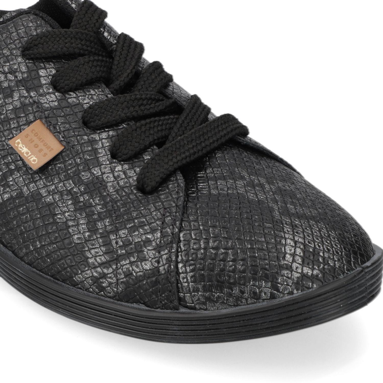 Zapatilla Casual Beira Rio Negro Efecto Cuero  Negro/Grafito Napa Metalica Snake-5