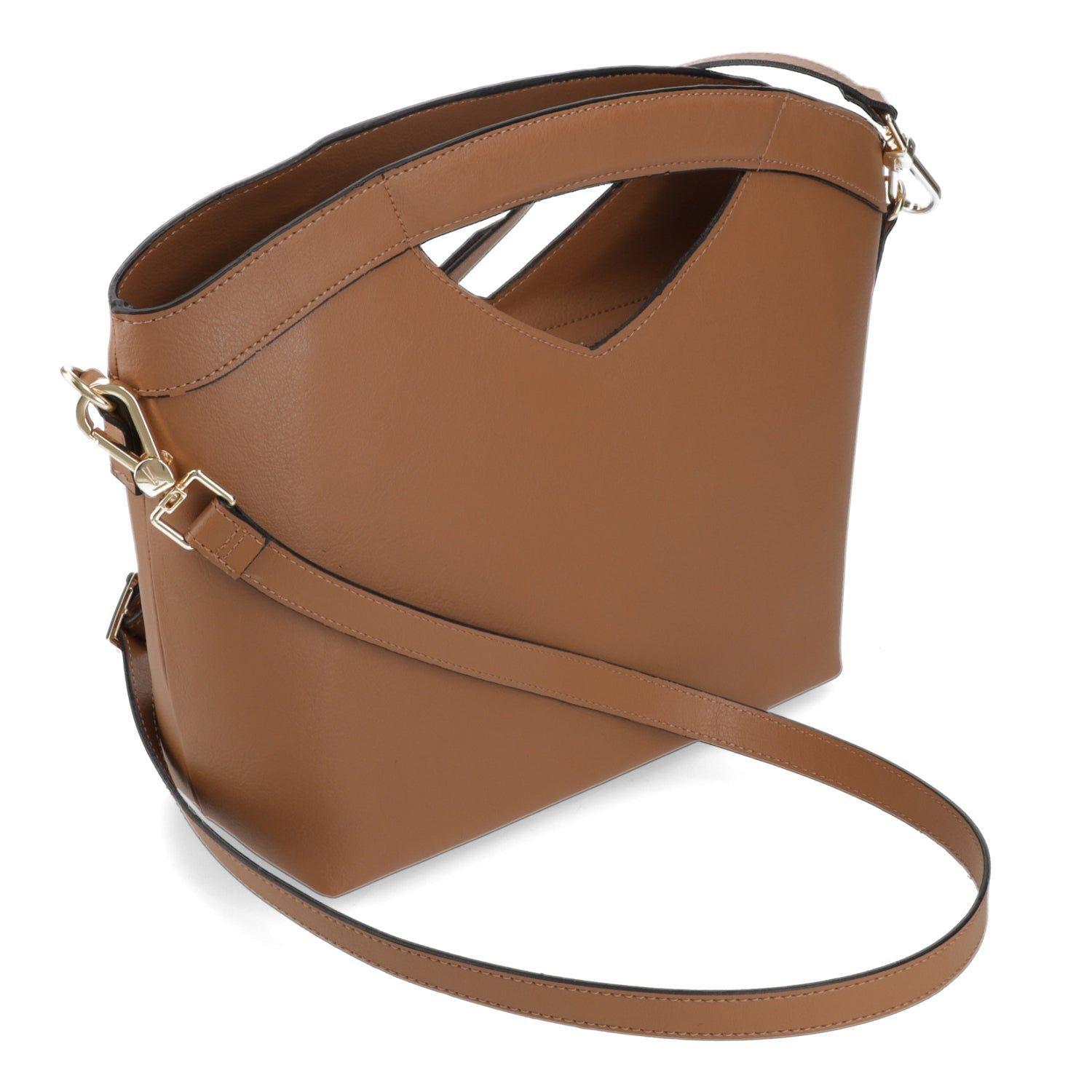 Cartera Tote Mujer Vizzano Camel con Logo Metálico-3