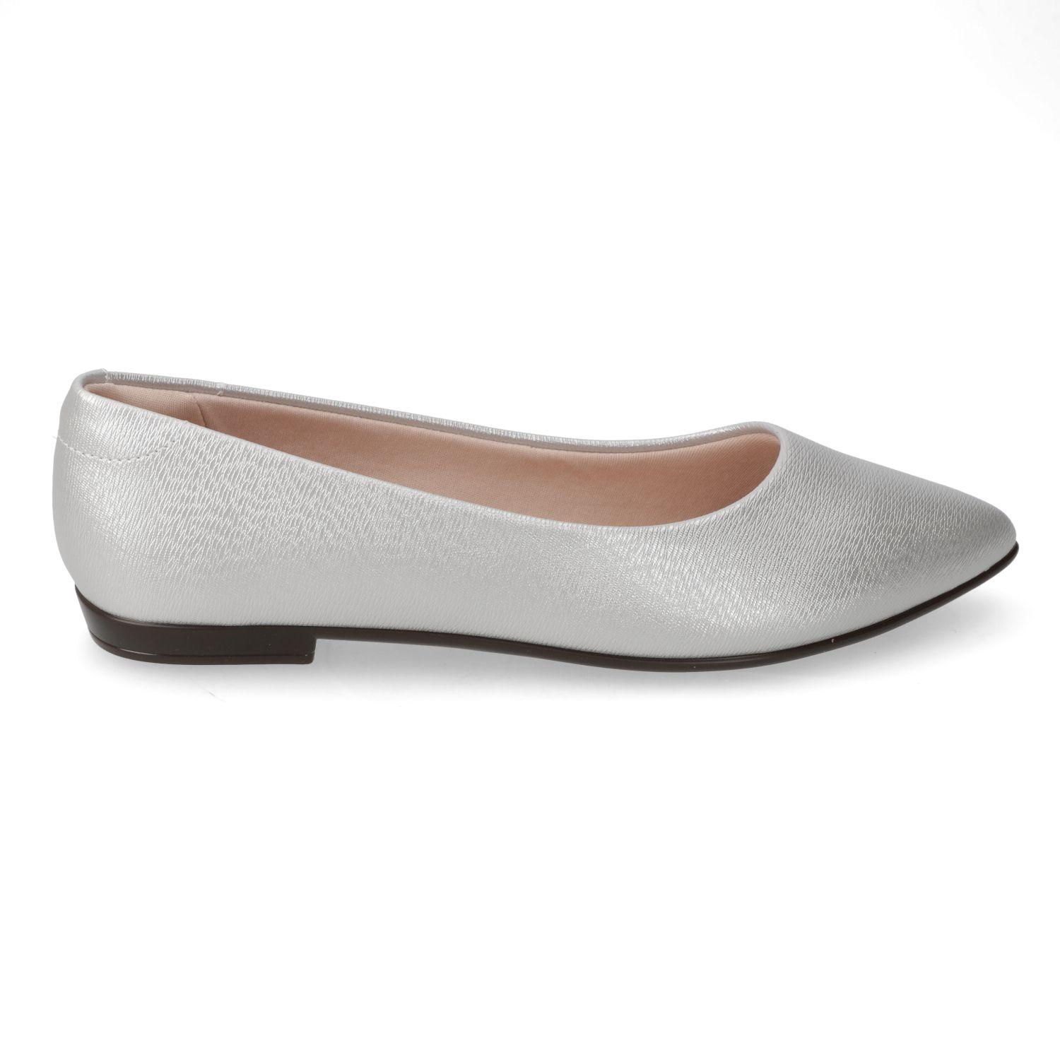Ballerina Beira Rio Plateado Metalico Efecto Cuero-0
