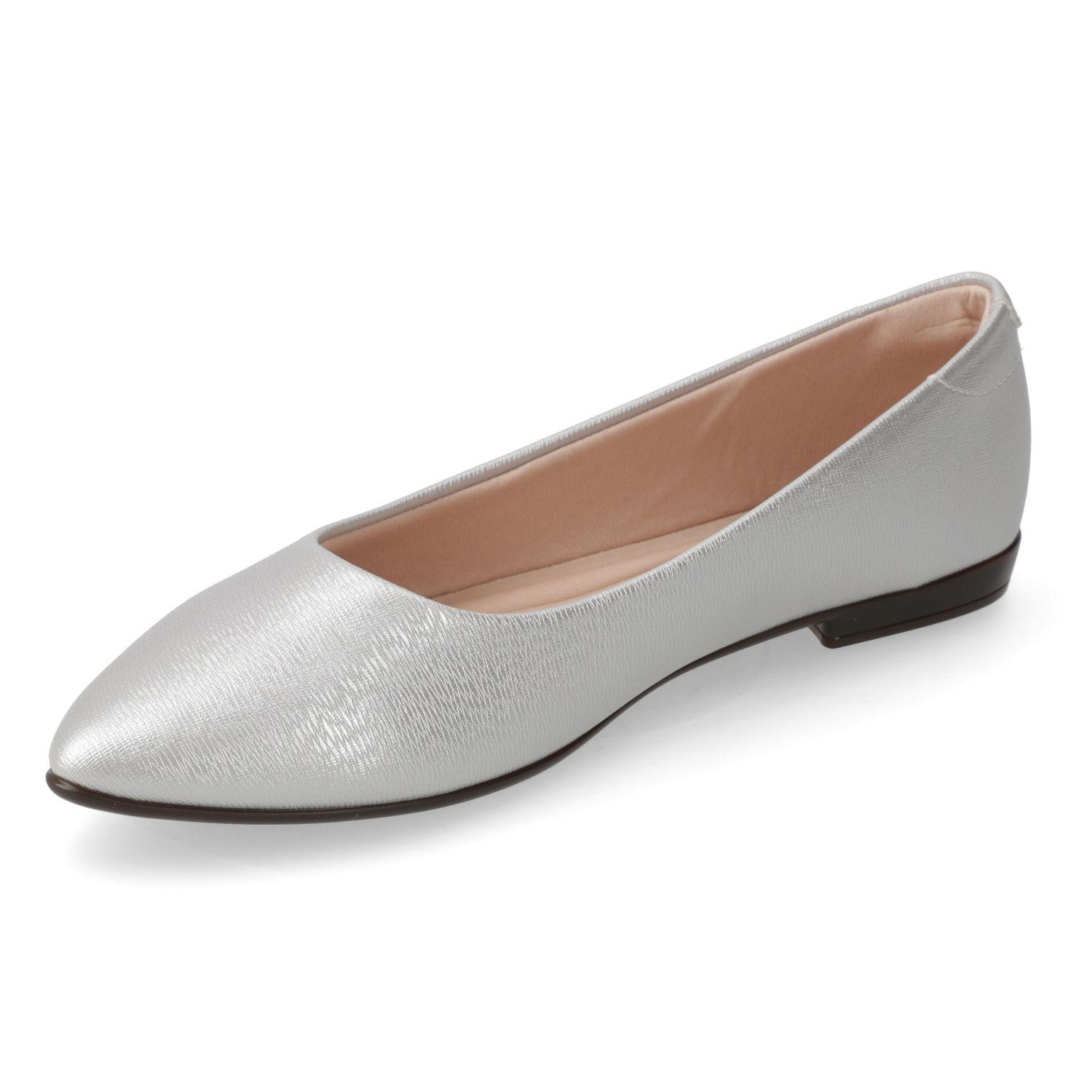 Ballerina Beira Rio Plateado Metalico Efecto Cuero-2