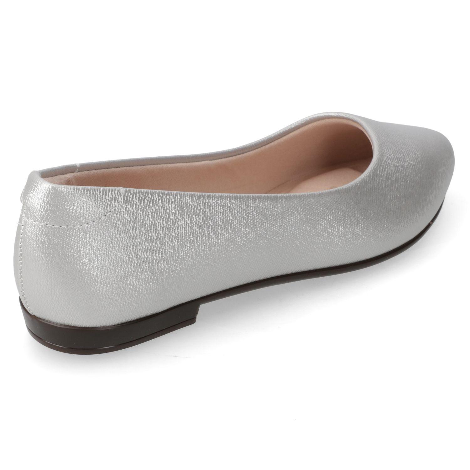 Ballerina Beira Rio Plateado Metalico Efecto Cuero-3